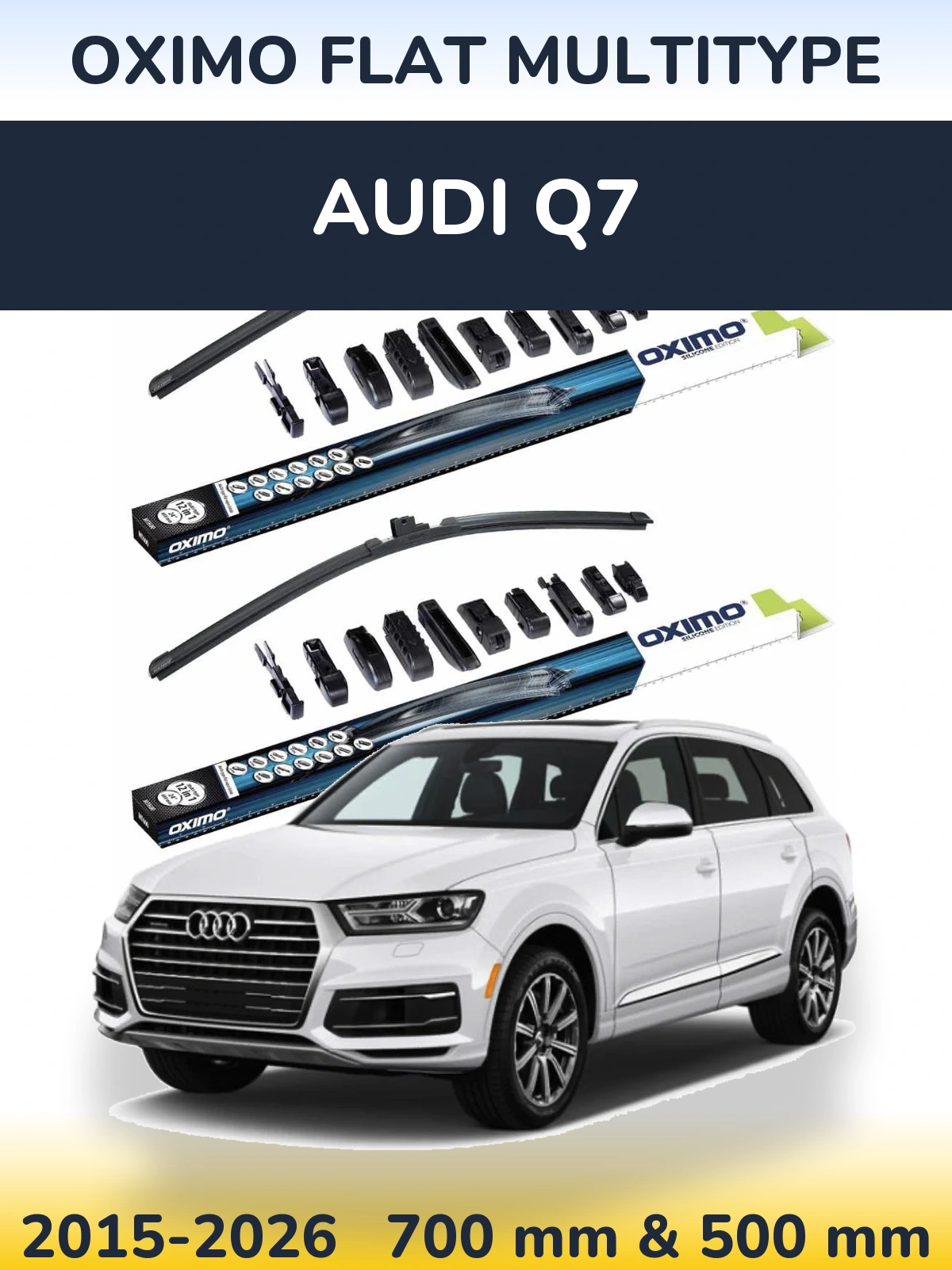 Комплект передних дворников Oximo Flat MultiТипe 700 & 500 мм для Audi Q7 2015-2026