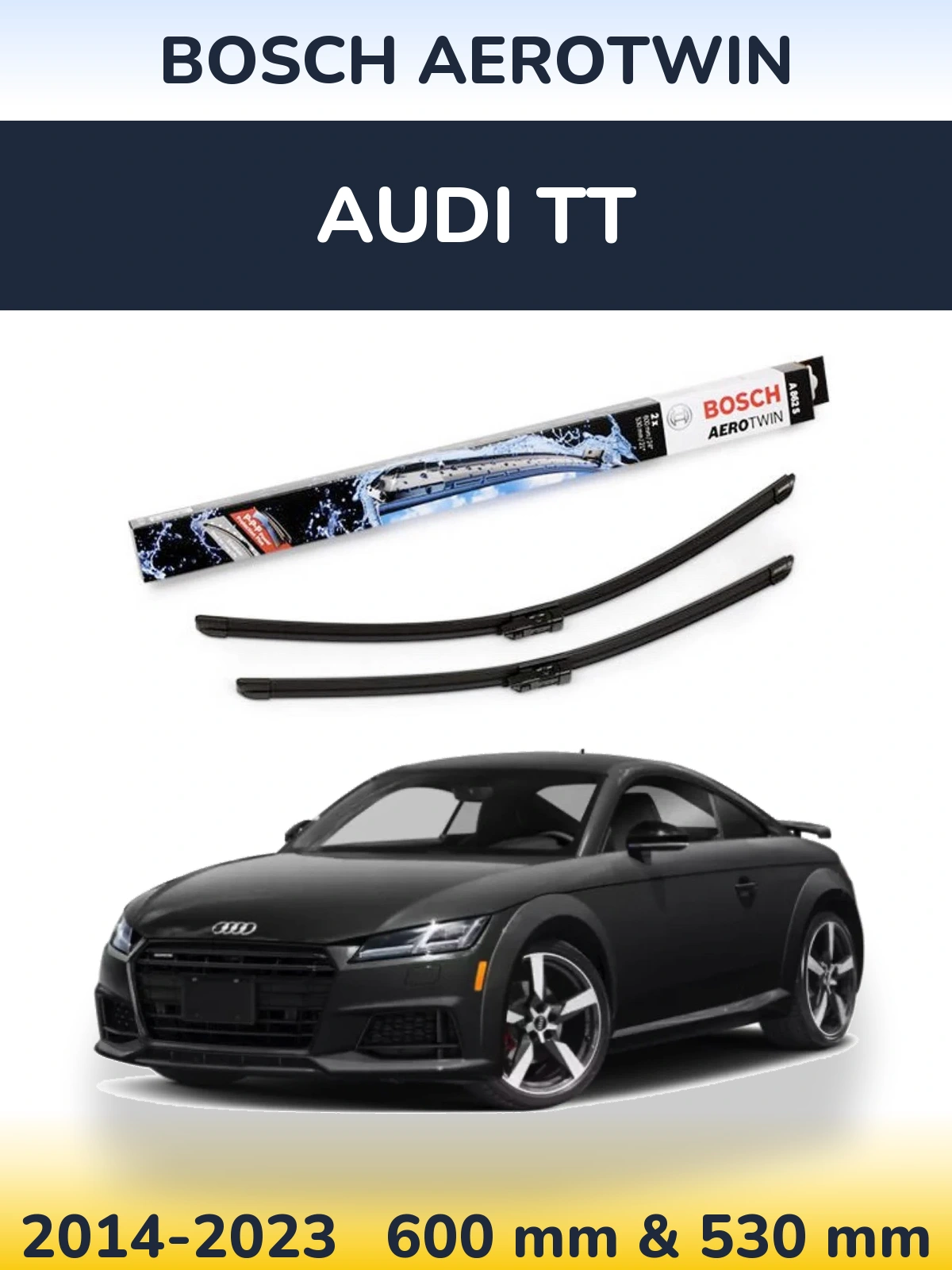 Комплект передних дворников BOSCH AeroTwin 600 & 530 мм для Audi TT 2014-2023