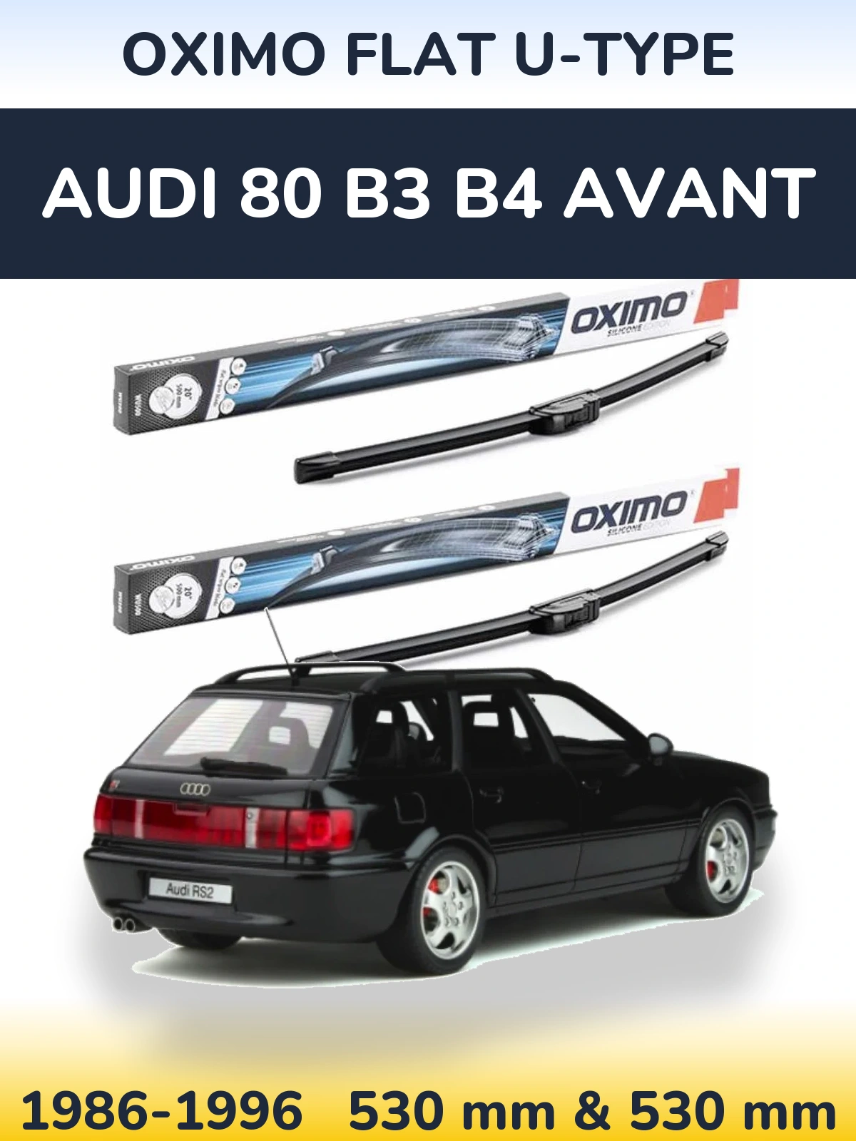 Komplet przednich wycieraczek Oximo Flat U-type 530 & 530 mm do Audi 80 B3 B4 Avant 1986-1996