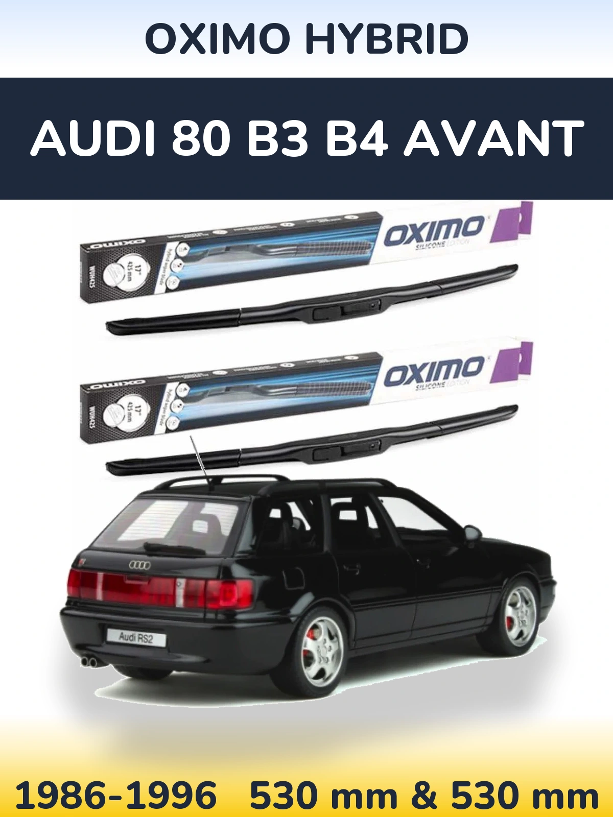 Komplet przednich wycieraczek Oximo Hybrid 530 & 530 mm do Audi 80 B3 B4 Avant 1986-1996