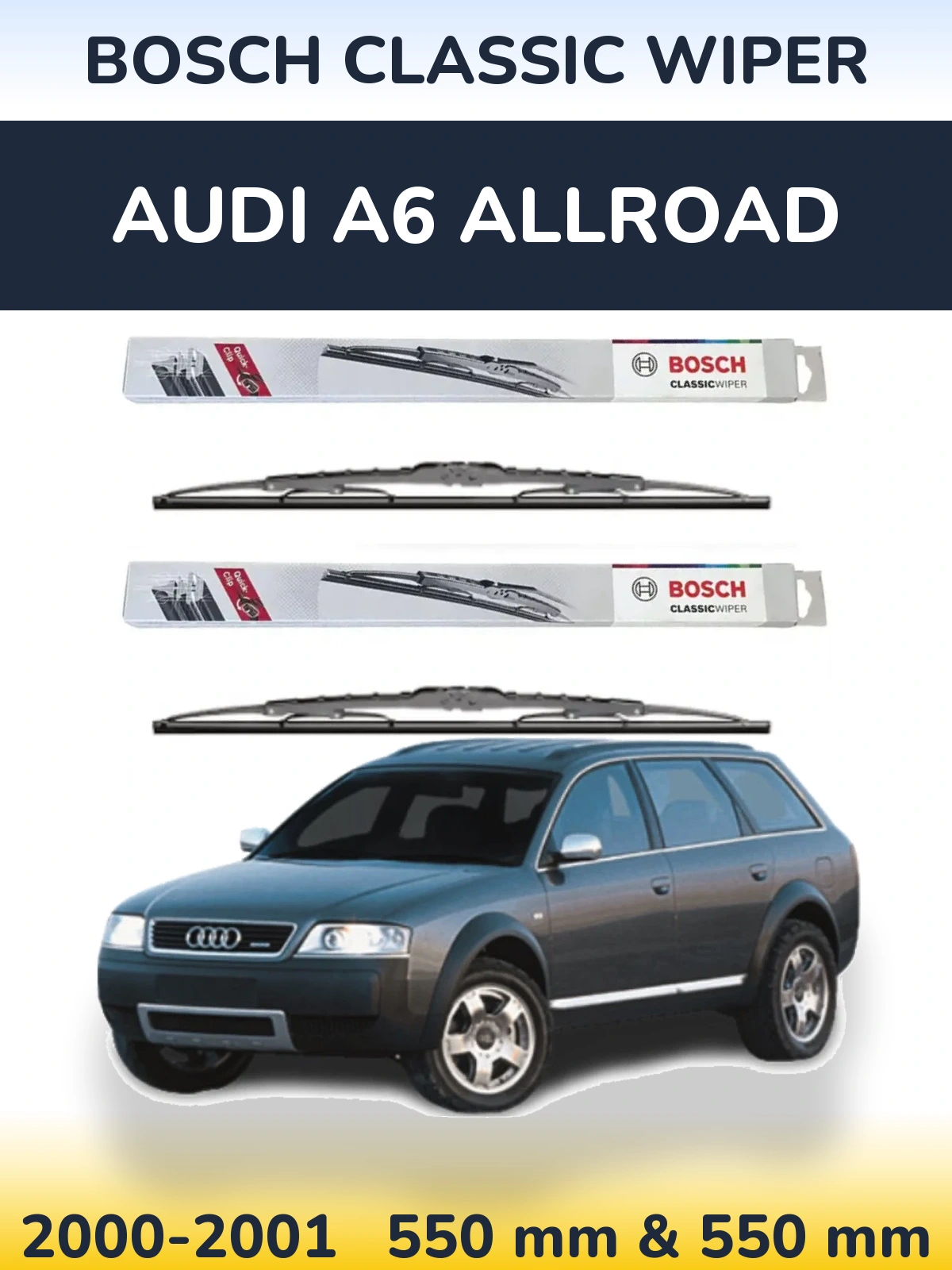 Комплект передних дворников BOSCH Classic Wiper 550 & 550 мм для Audi A6 Allroad 2000-2001