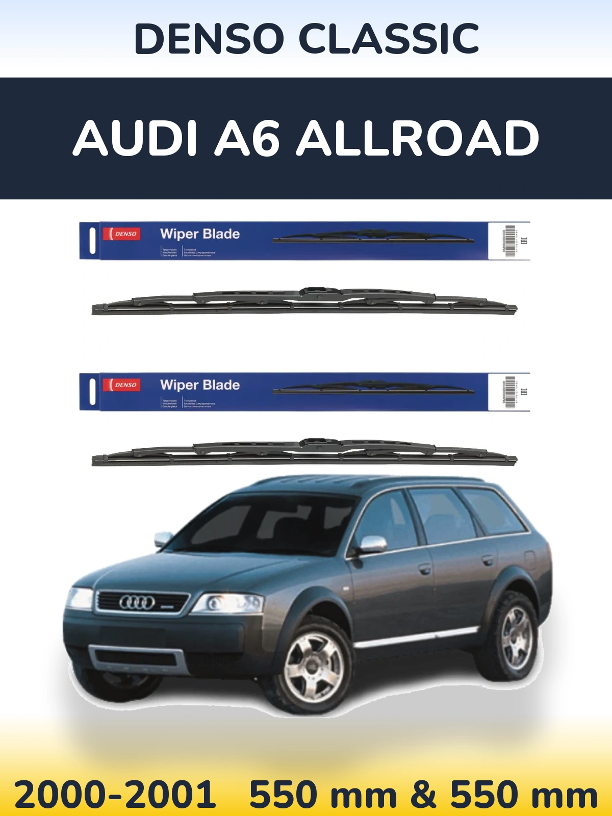 Komplet przednich wycieraczek Denso Classic 550 & 550 mm do Audi A6 Allroad 2000-2001