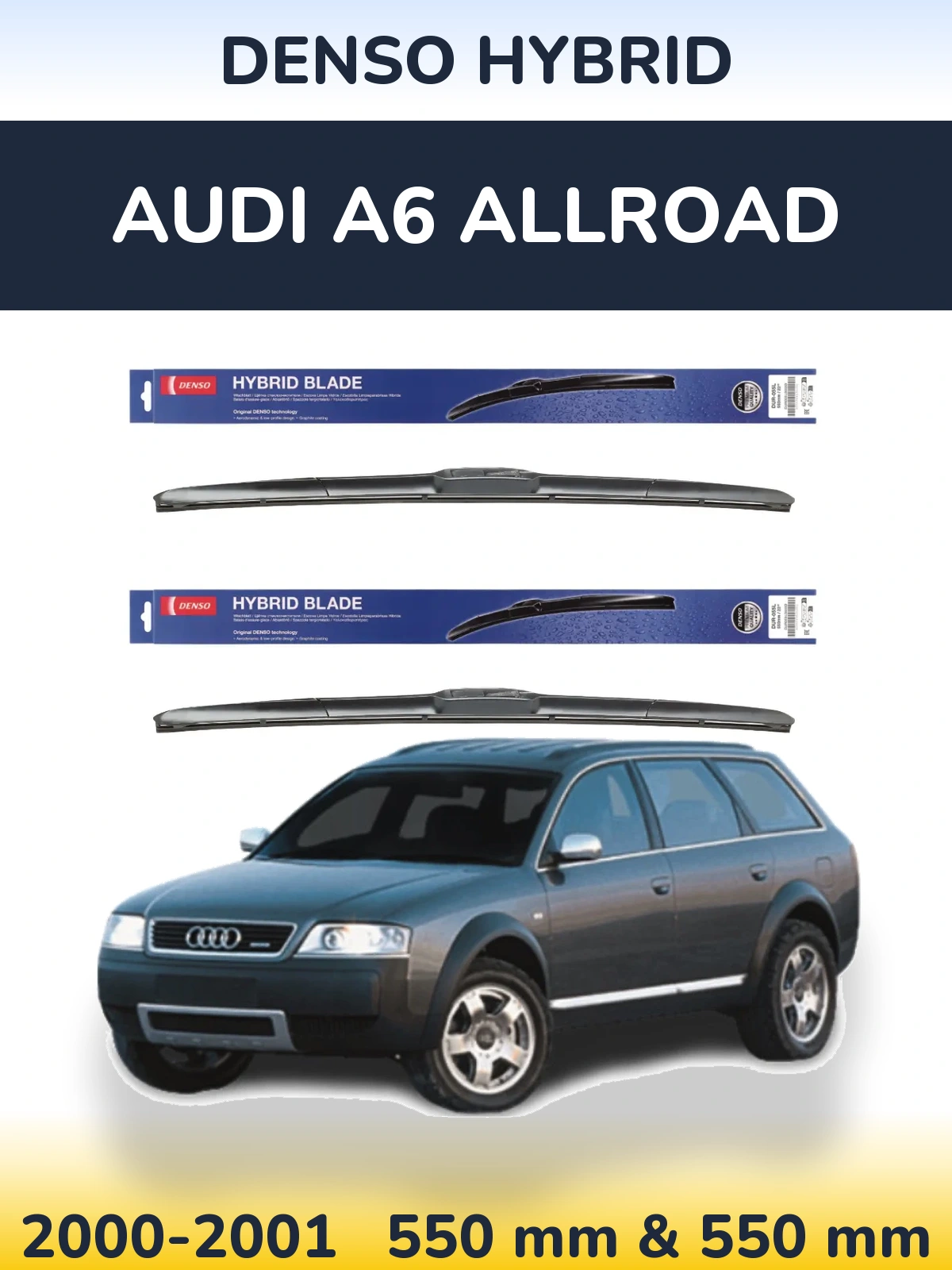 Komplet przednich wycieraczek Denso Hybrid 550 & 550 mm do Audi A6 Allroad 2000-2001