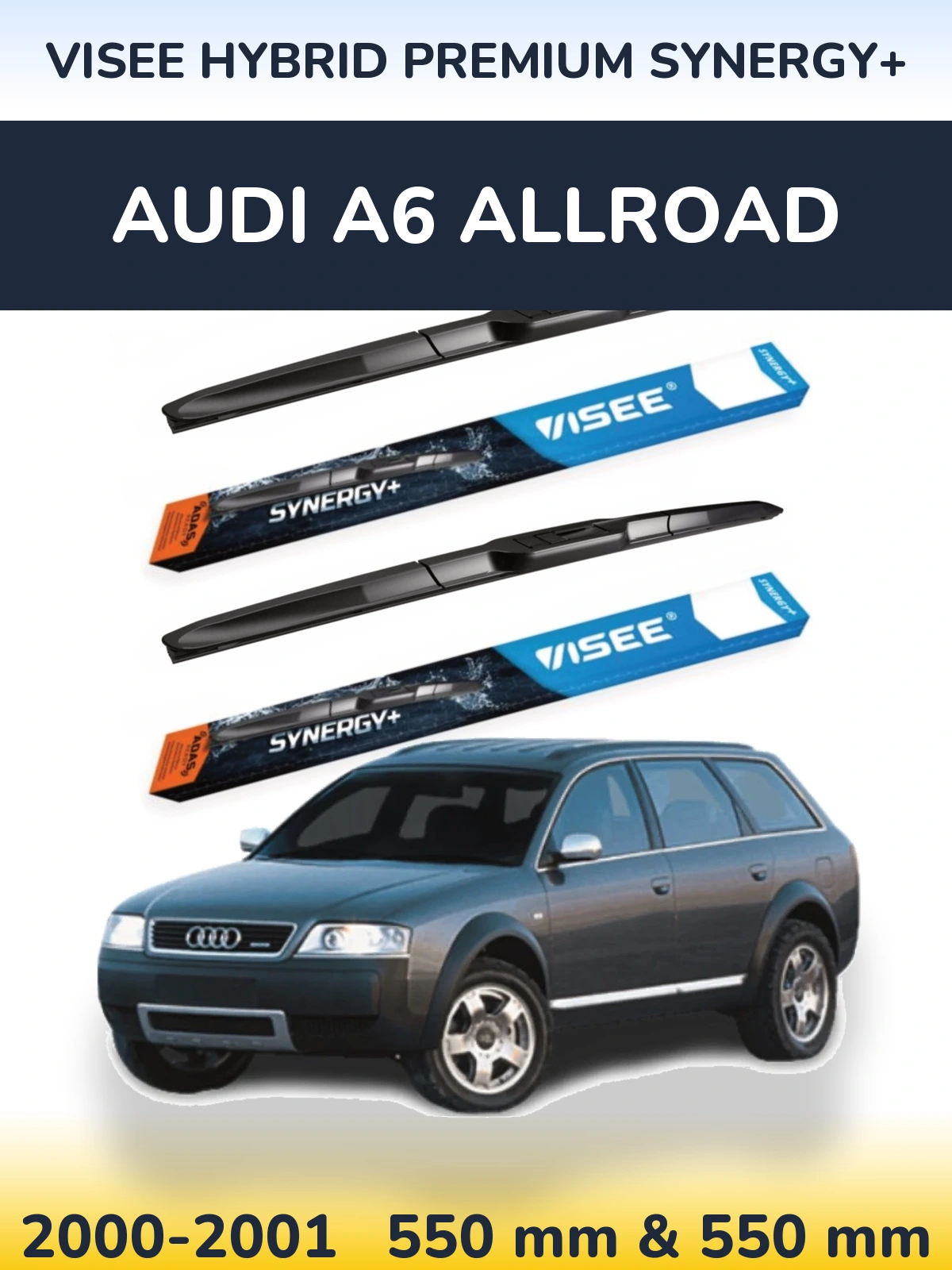 Komplet przednich wycieraczek VISEE HYBRID PREMIUM SYNERGY+ 550 & 550 mm do Audi A6 Allroad 2000-2001