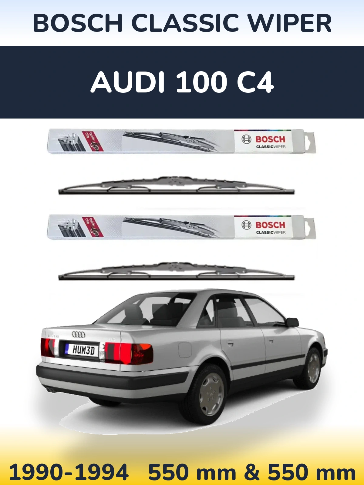 Комплект передних дворников BOSCH Classic Wiper 550 & 550 мм для Audi 100 C4 1990-1994