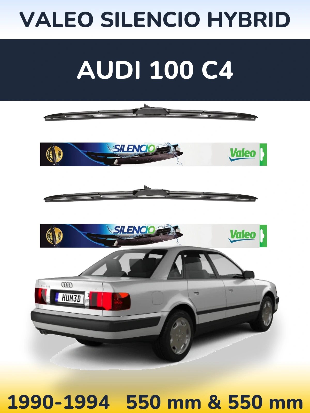 Комплект передних дворников Valeo Silencio Hybrid 550 & 550 мм для Audi 100 C4 1990-1994