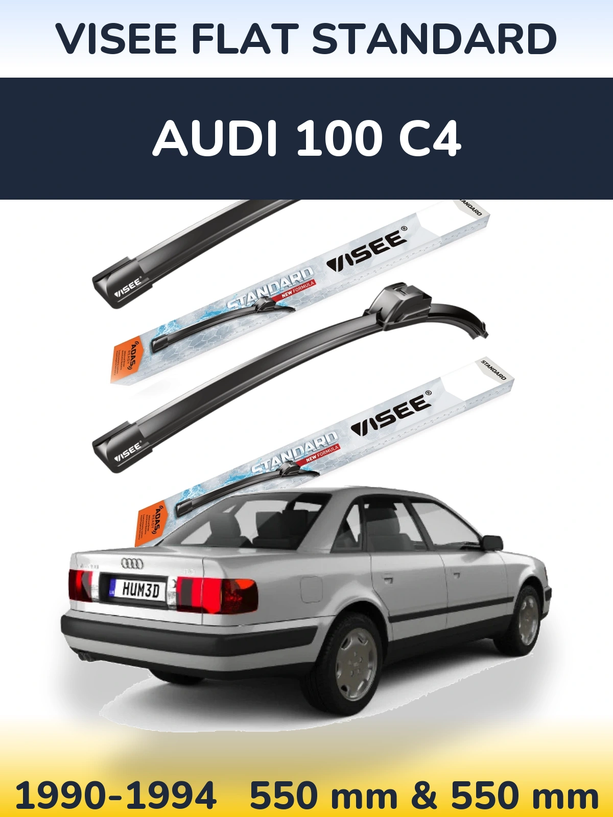 Front wiper blade set VISEE FLAT STANDARD 550 & 550 mm for Audi 100 C4 1990-1994