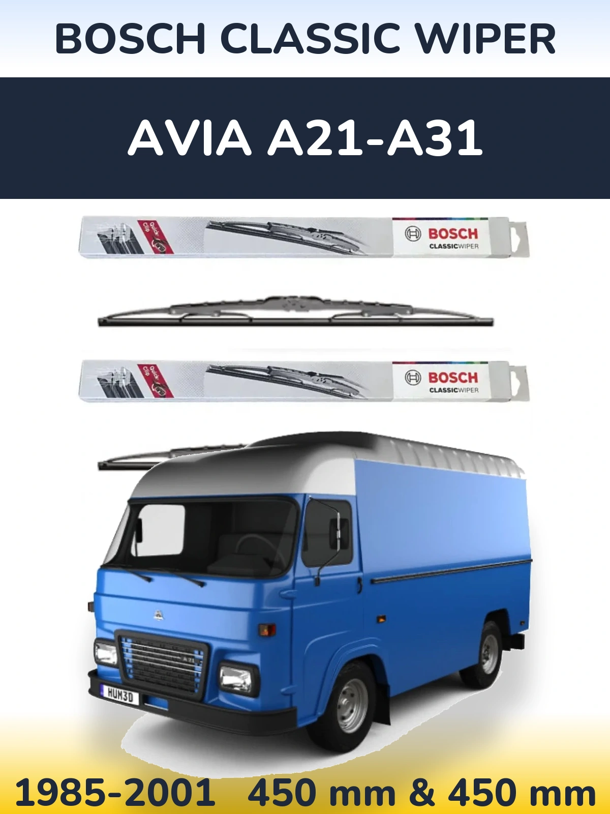 Komplet przednich wycieraczek BOSCH Classic Wiper 450 & 450 mm do Avia A21-A31 1985-2001