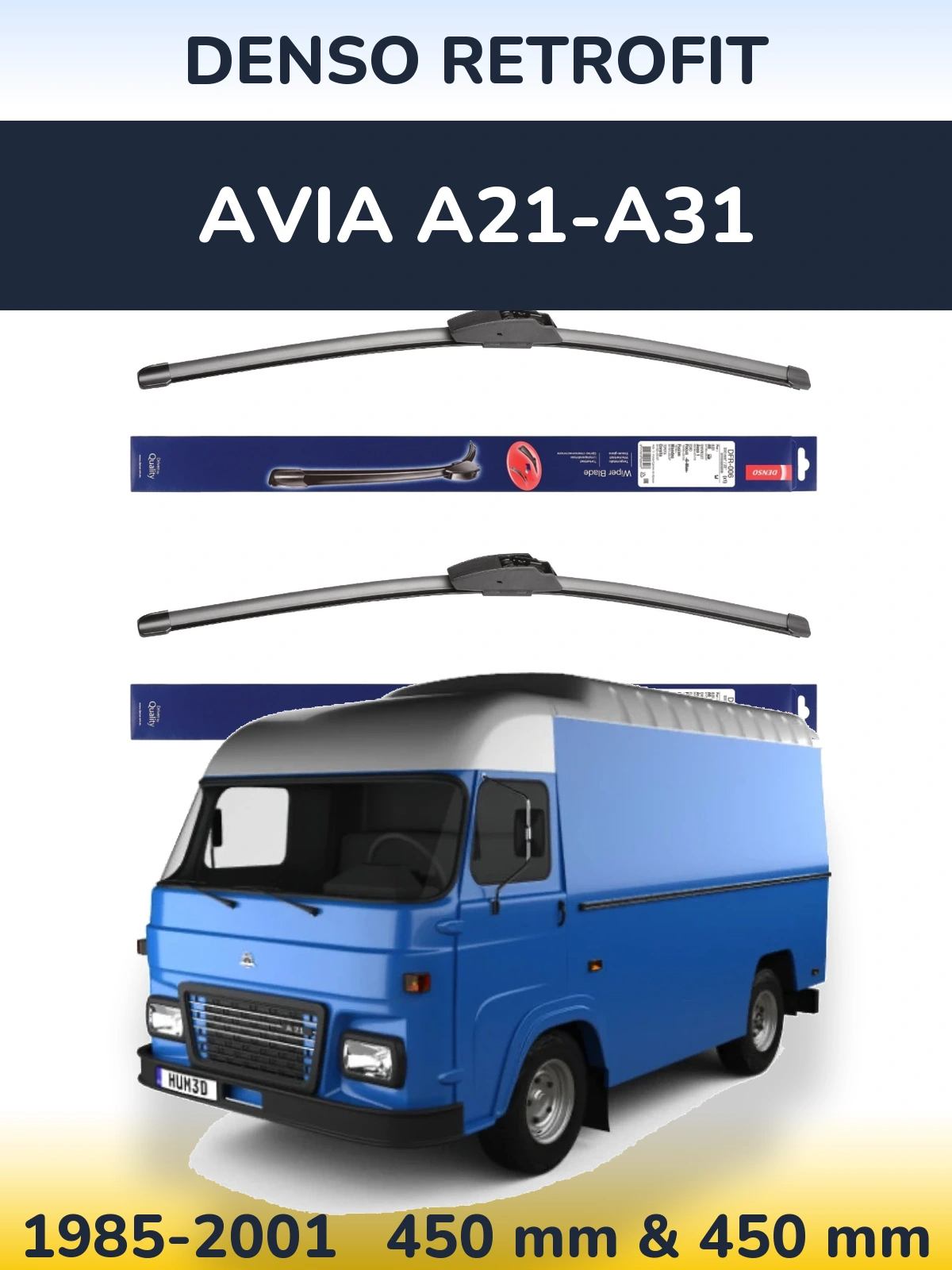 Komplet przednich wycieraczek Denso Retrofit 450 & 450 mm do Avia A21-A31 1985-2001