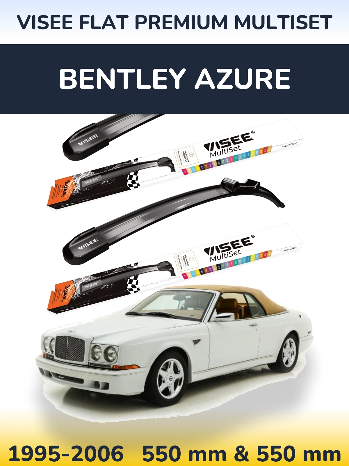Komplet przednich wycieraczek VISEE FLAT PREMIUM MultiSet 550 & 550 mm do Bentley Azure 1995-2006