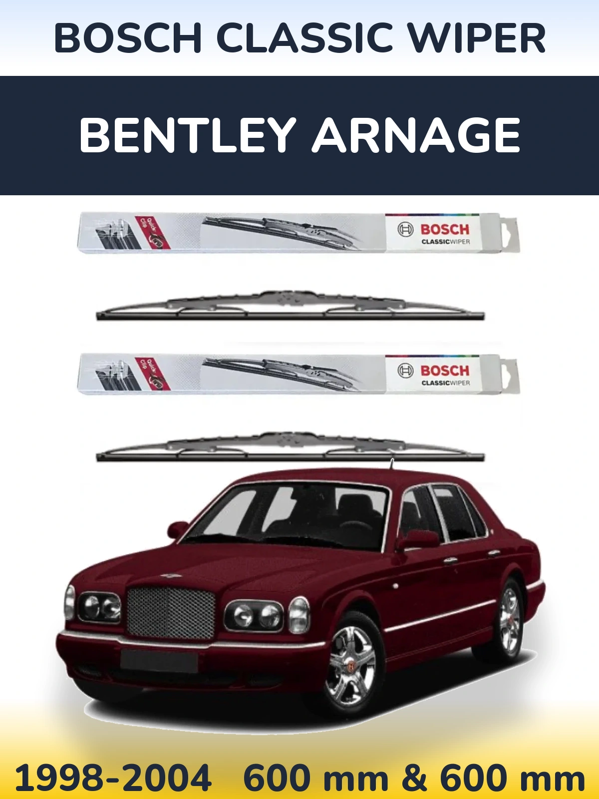 Komplet przednich wycieraczek BOSCH Classic Wiper 600 & 600 mm do Bentley Arnage 1998-2004