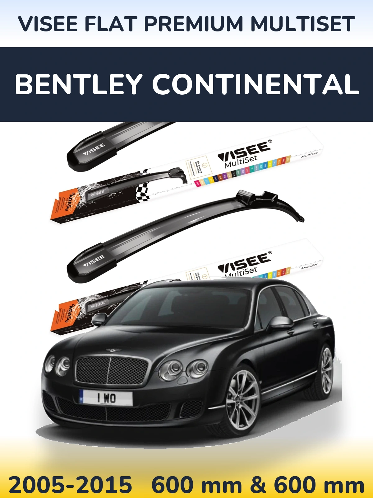 Komplet przednich wycieraczek VISEE FLAT PREMIUM MultiSet 600 & 600 mm do Bentley Continental 2005-2015