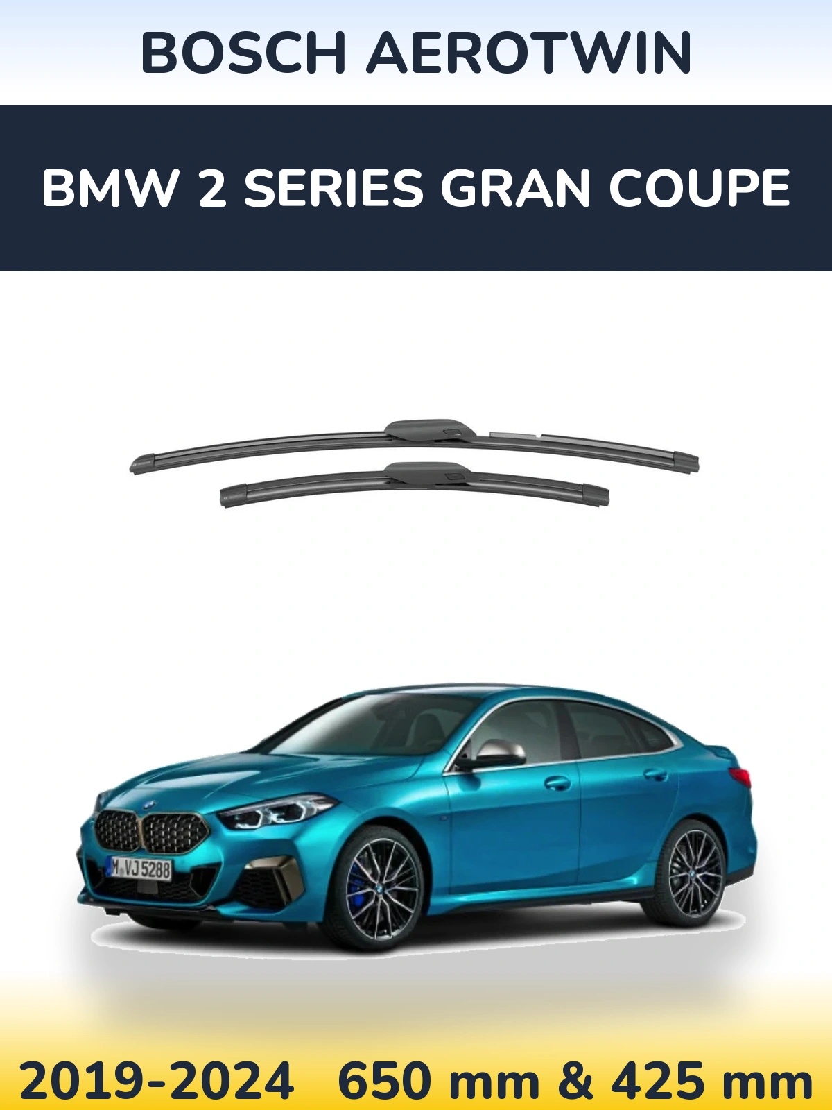 Комплект передніх щіток BOSCH AeroTwin 650 & 425 мм для BMW 2 Series Gran Coupe 2019-2024
