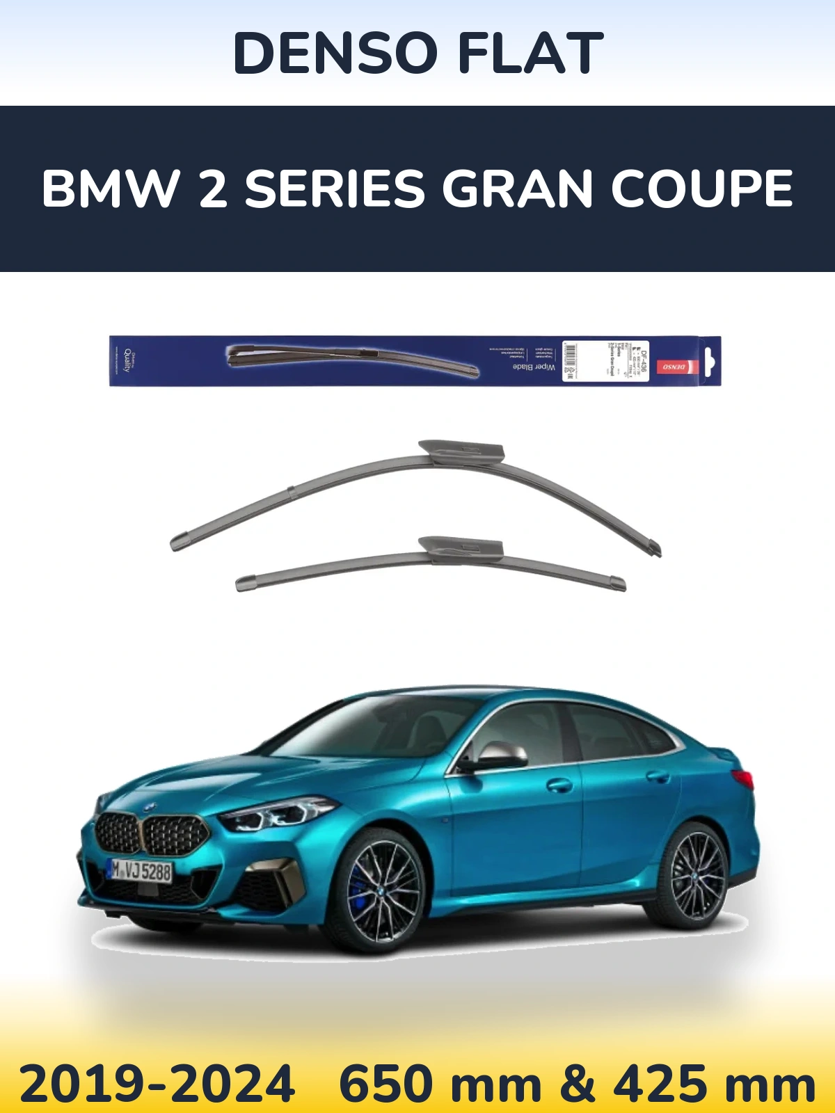 Комплект передніх щіток Denso Flat 650 & 425 мм для BMW 2 Series Gran Coupe 2019-2024
