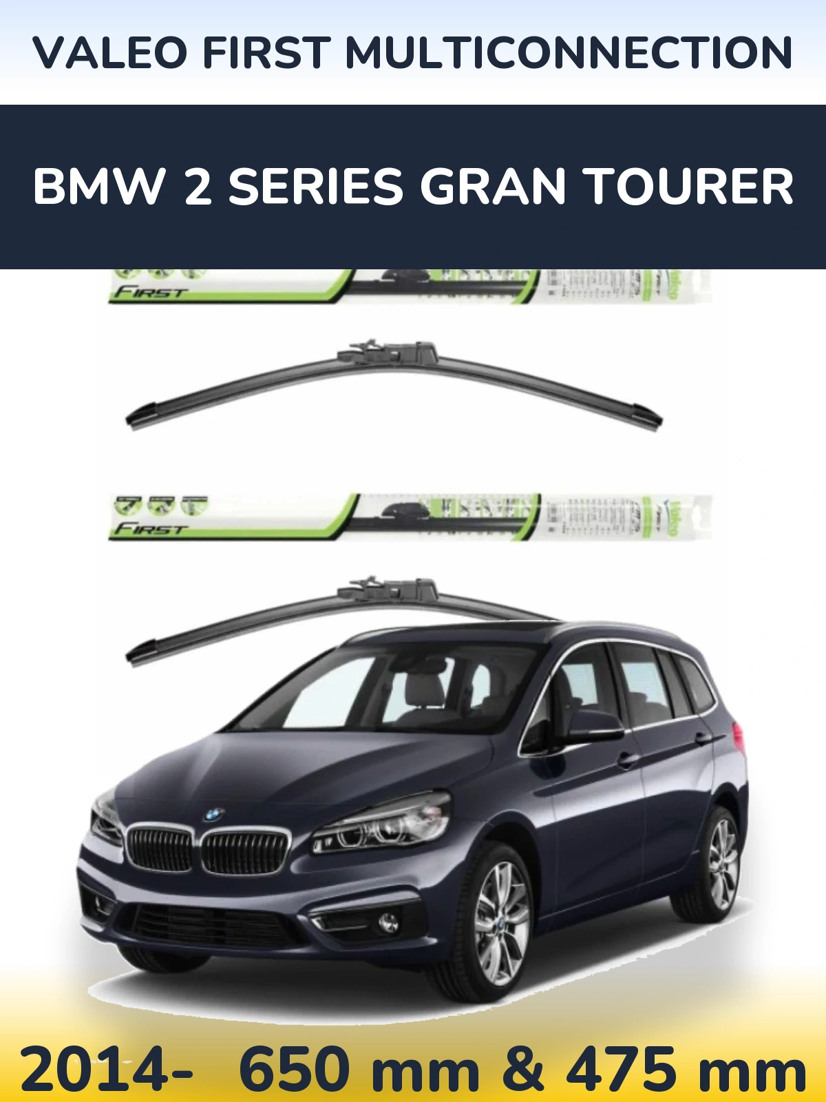 Komplet przednich wycieraczek Valeo First MultiConnection 650 & 475 mm do BMW Seria 2 Gran Tourer 2014-2026