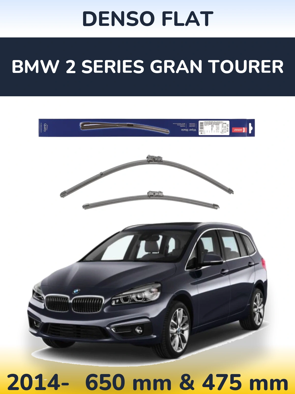 Komplet przednich wycieraczek Denso Flat 650 & 475 mm do BMW Seria 2 Gran Tourer 2014-2026