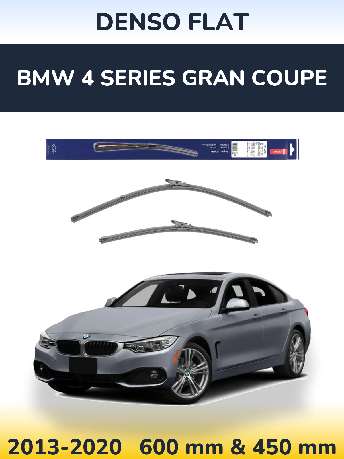 Komplet przednich wycieraczek Denso Flat 600 & 450 mm do BMW Seria 4 Gran Coupe 2013-2020