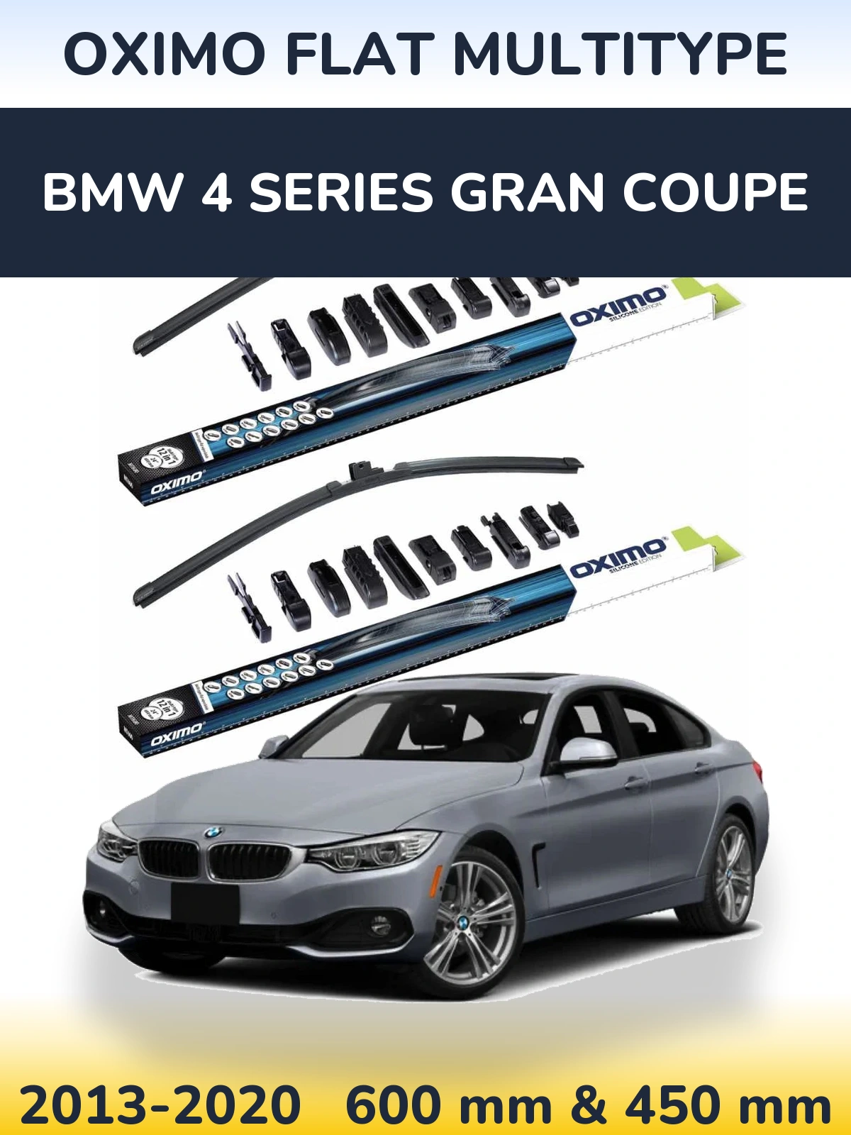 Komplet przednich wycieraczek Oximo Flat MultiType 600 & 450 mm do BMW Seria 4 Gran Coupe 2013-2020