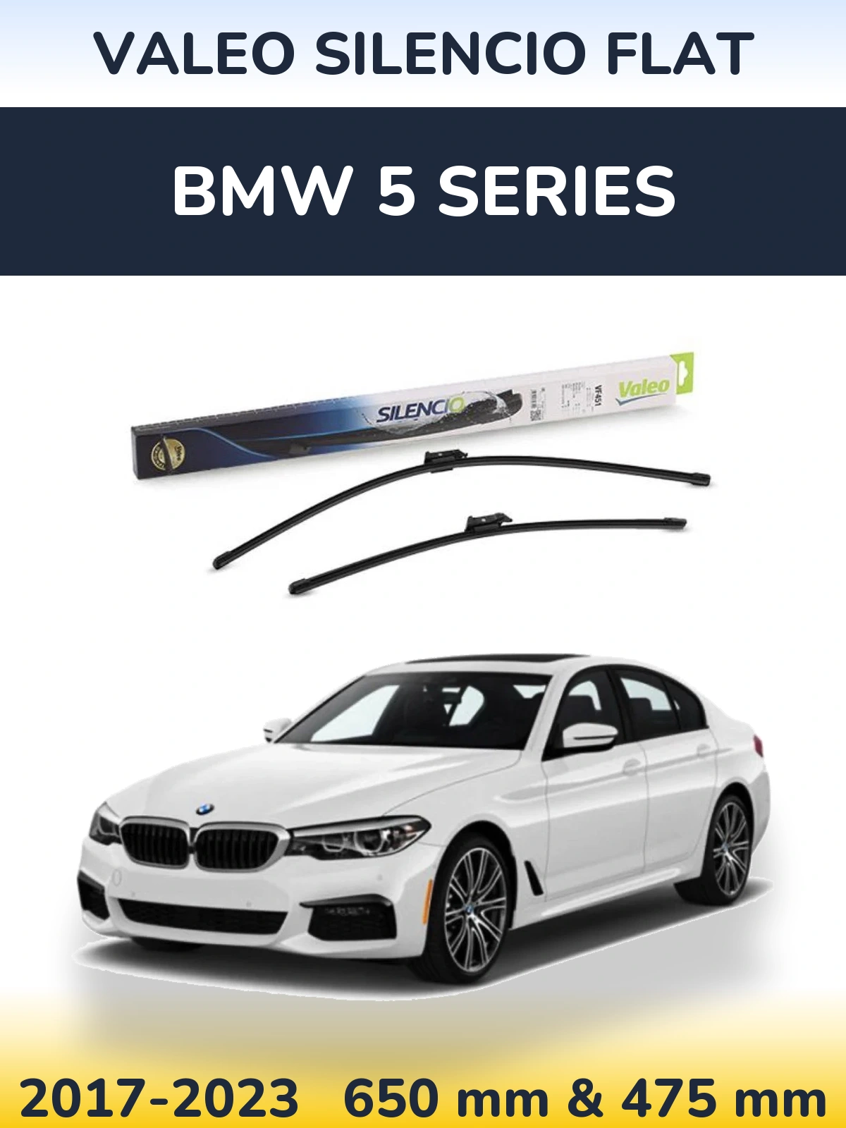 Комплект передних дворников Valeo Silencio Flat 650 & 475 мм для BMW 5 Series 2017-2023
