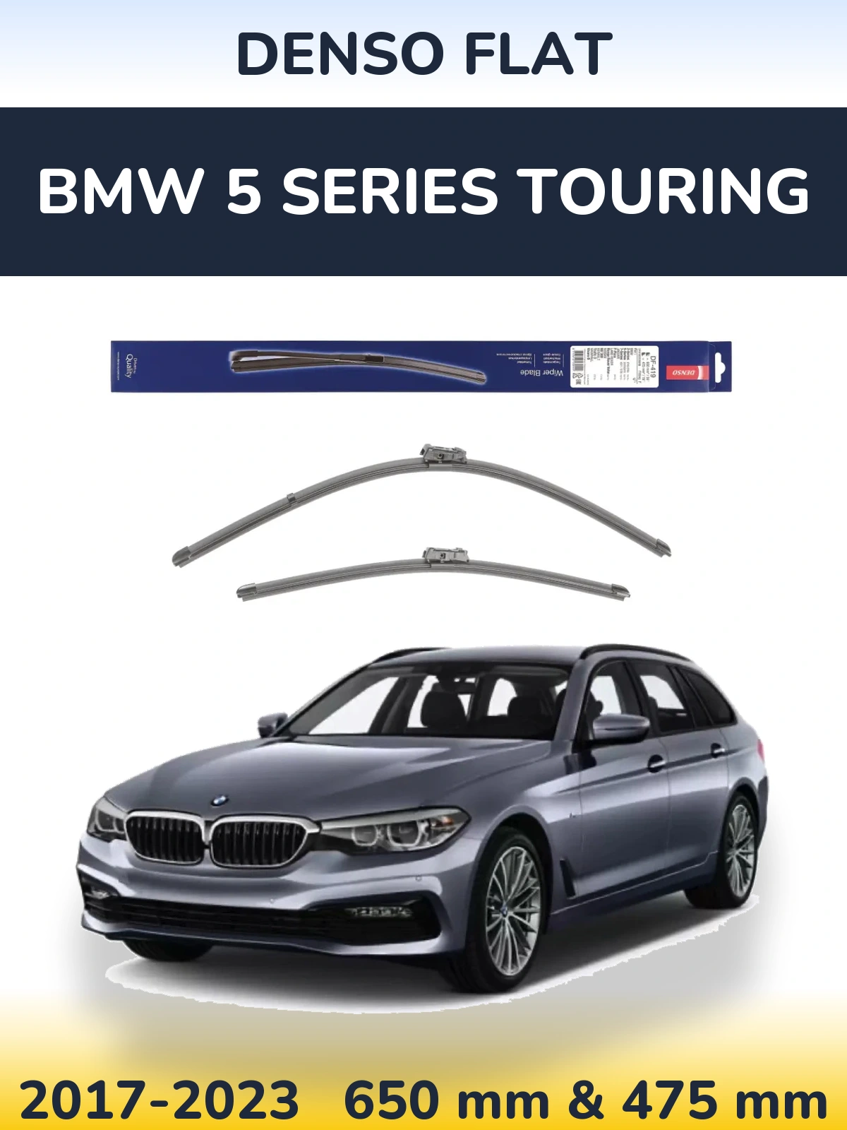 Комплект передніх щіток Denso Flat 650 & 475 мм для BMW 5 Series Touring 2017-2023