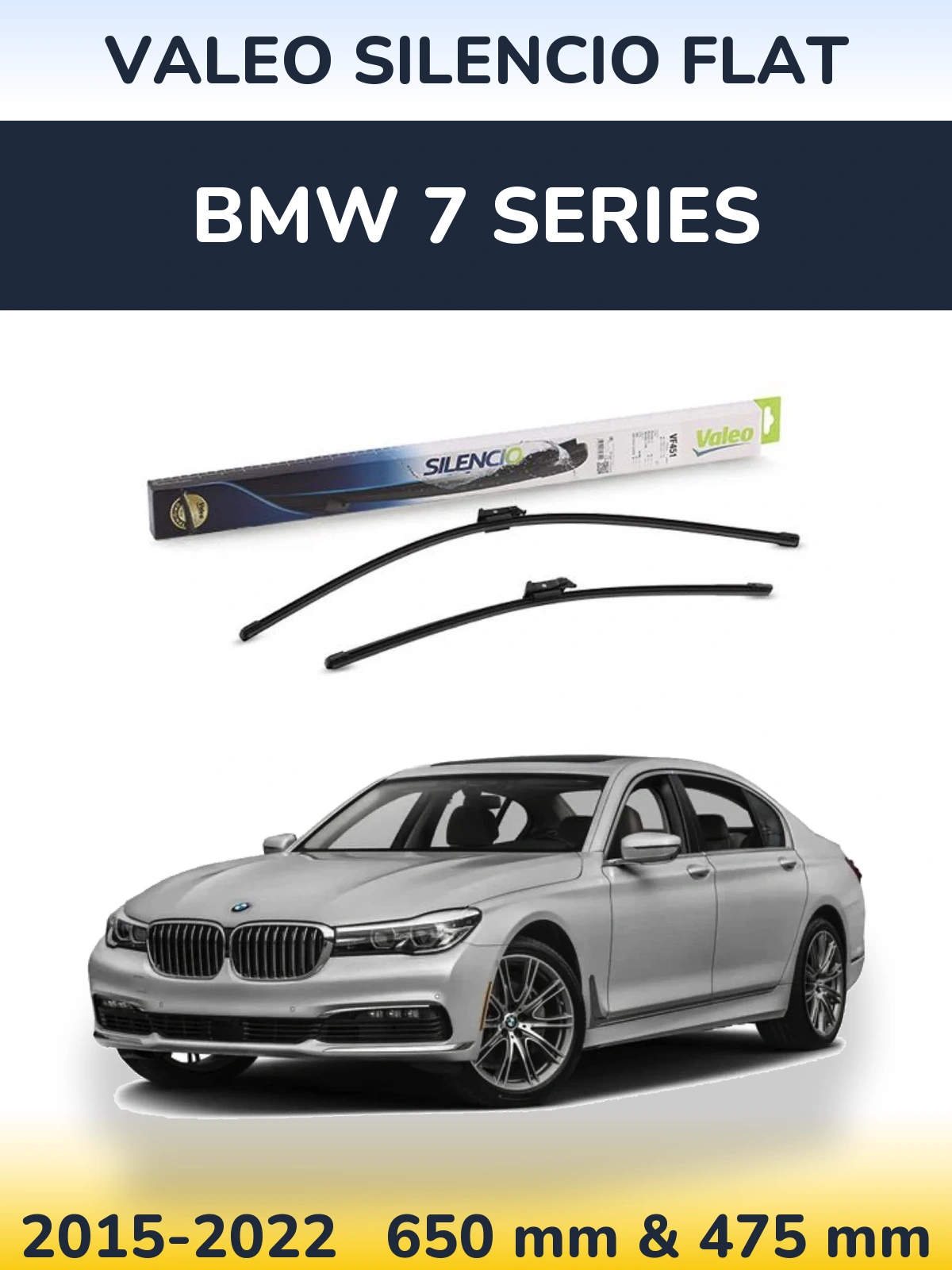 Komplet przednich wycieraczek Valeo Silencio Flat 650 & 475 mm do BMW Seria 7 2015-2022