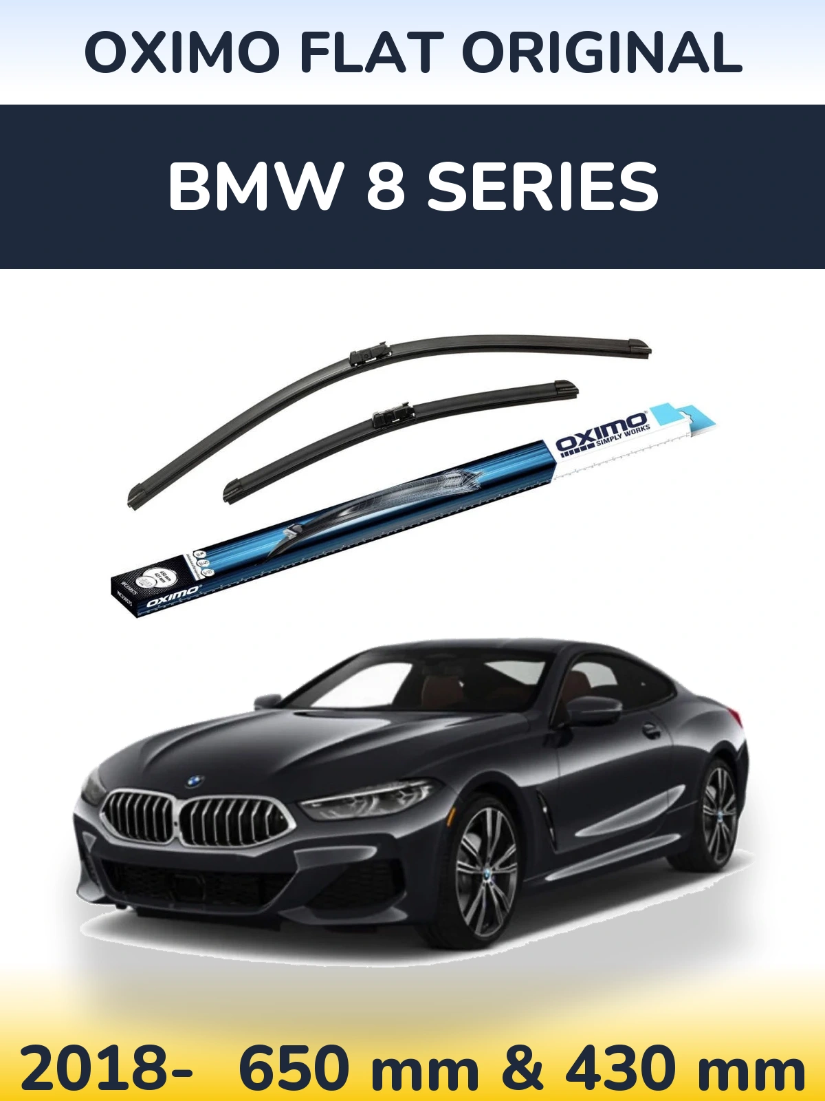 Komplet przednich wycieraczek Oximo Flat Original 650 & 430 mm do BMW Seria 8 2018-2026