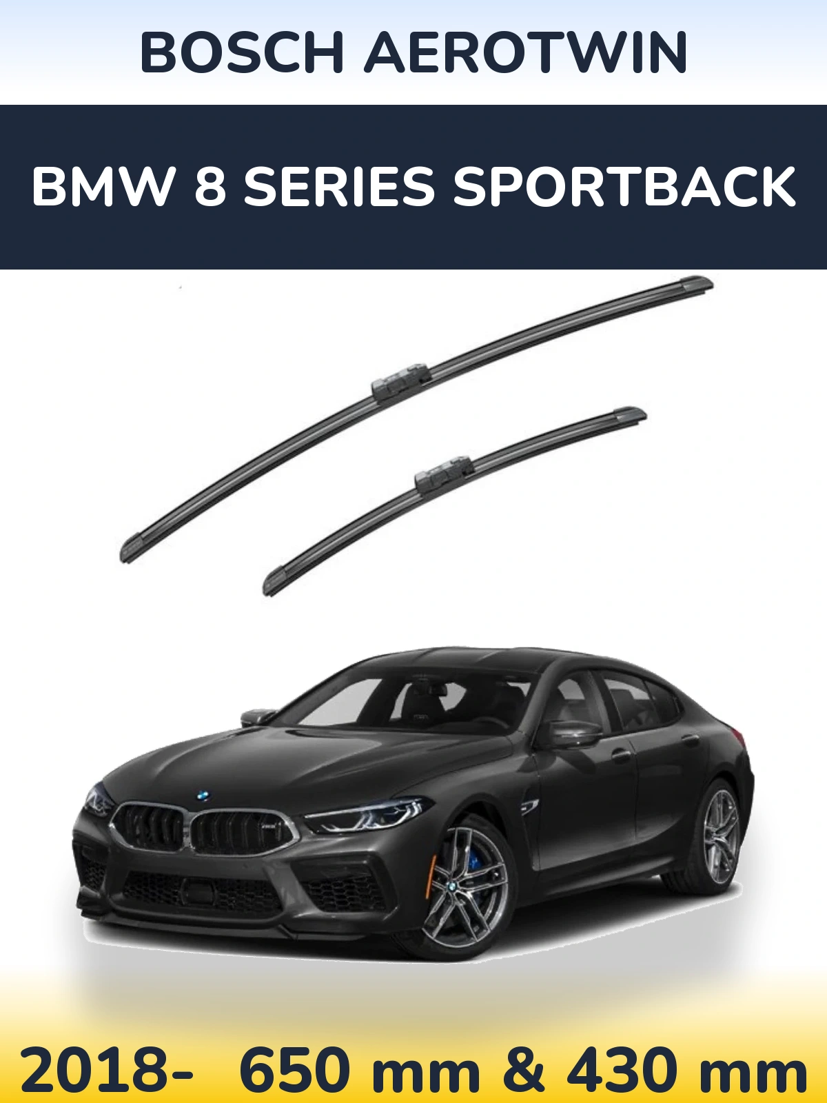 Комплект передних дворников BOSCH AeroTwin 650 & 430 мм для BMW 8 Series Sportback 2018-2026