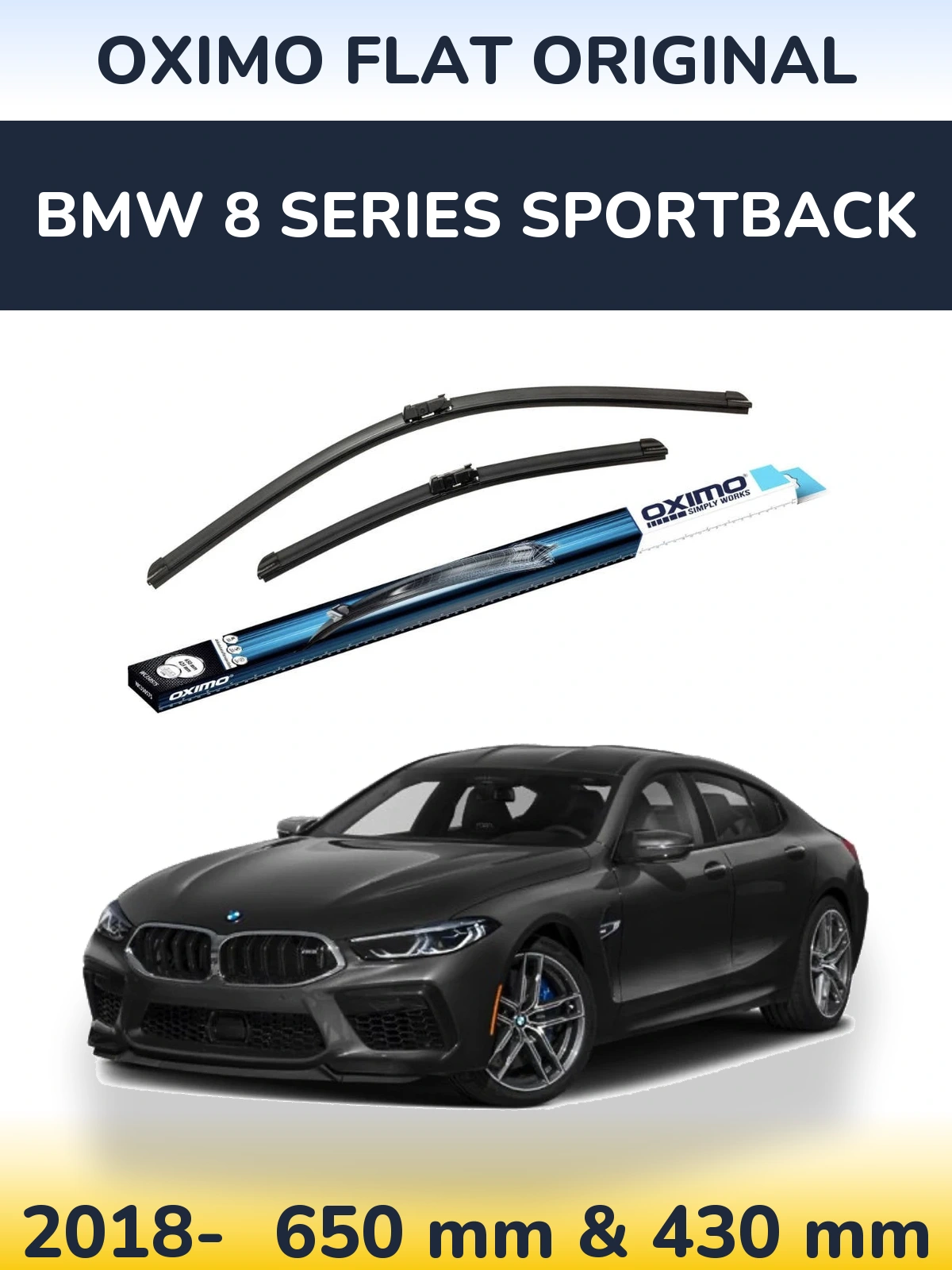 Front wiper blade set Oximo Flat Original 650 & 430 mm for BMW 8 Series Sportback 2018-2026