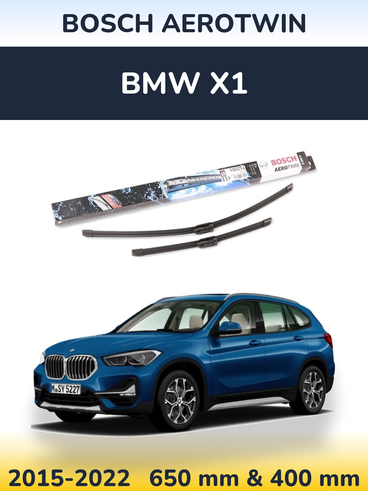 Front wiper blade set BOSCH AeroTwin 650 & 400 mm for BMW X1 2015-2022