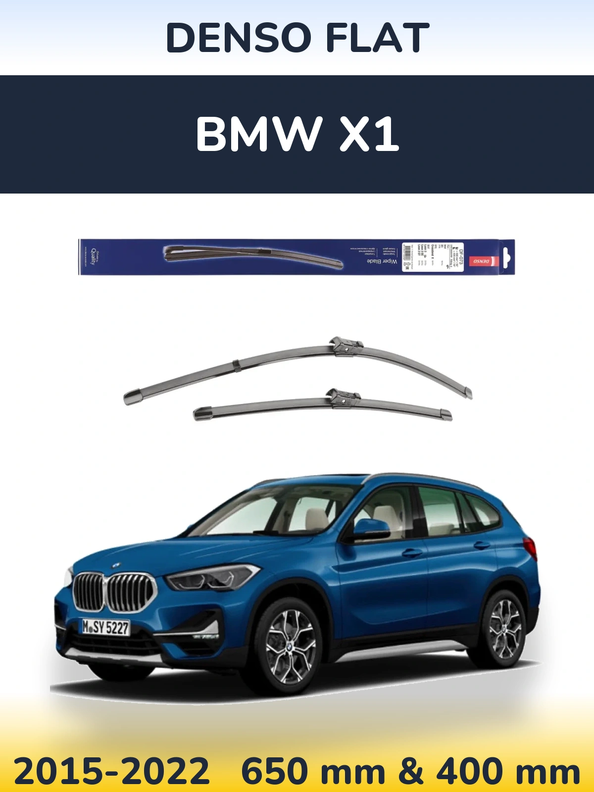 Front wiper blade set Denso Flat 650 & 400 mm for BMW X1 2015-2022