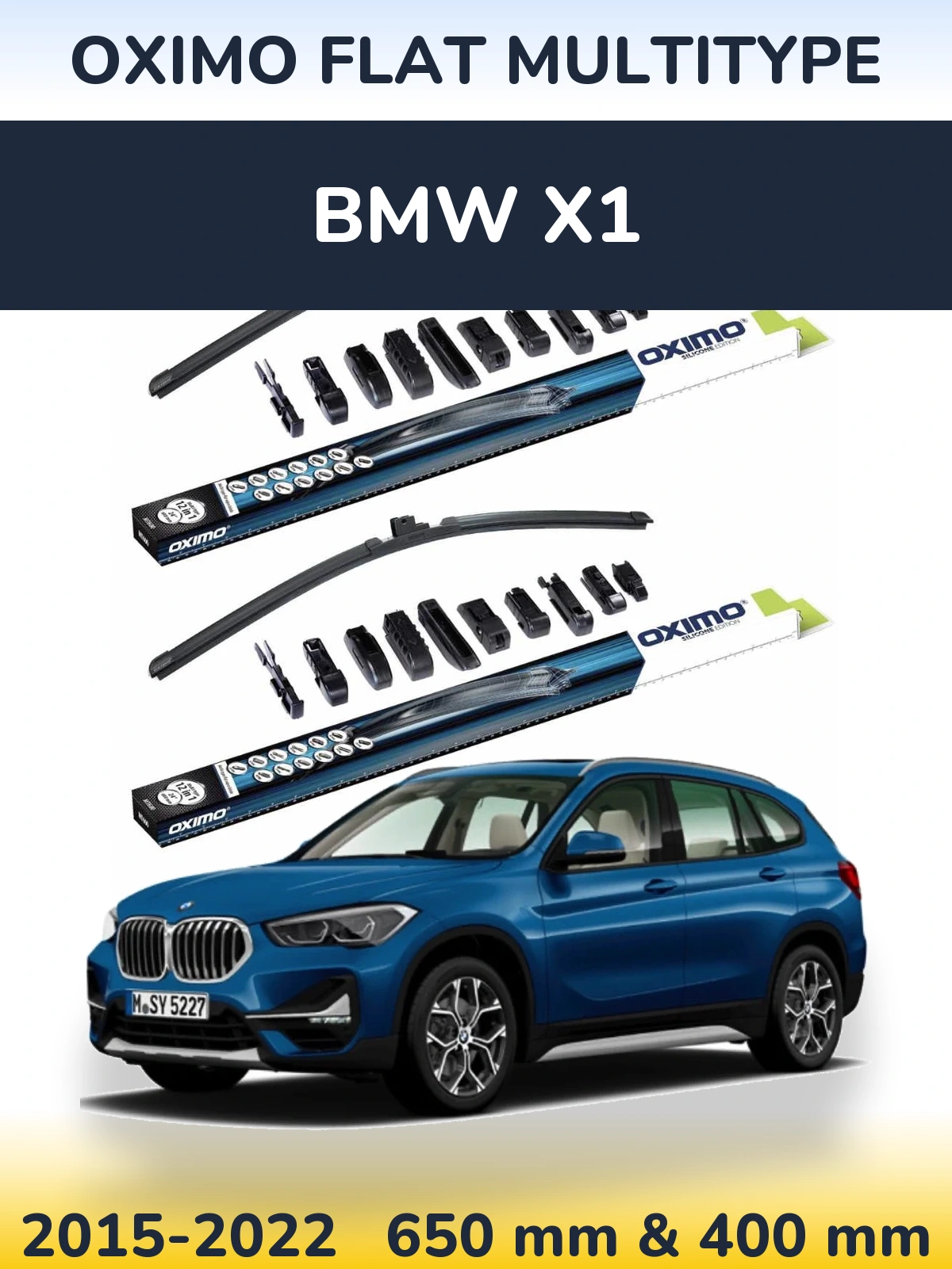 Komplet przednich wycieraczek Oximo Flat MultiType 650 & 400 mm do BMW X1 2015-2022