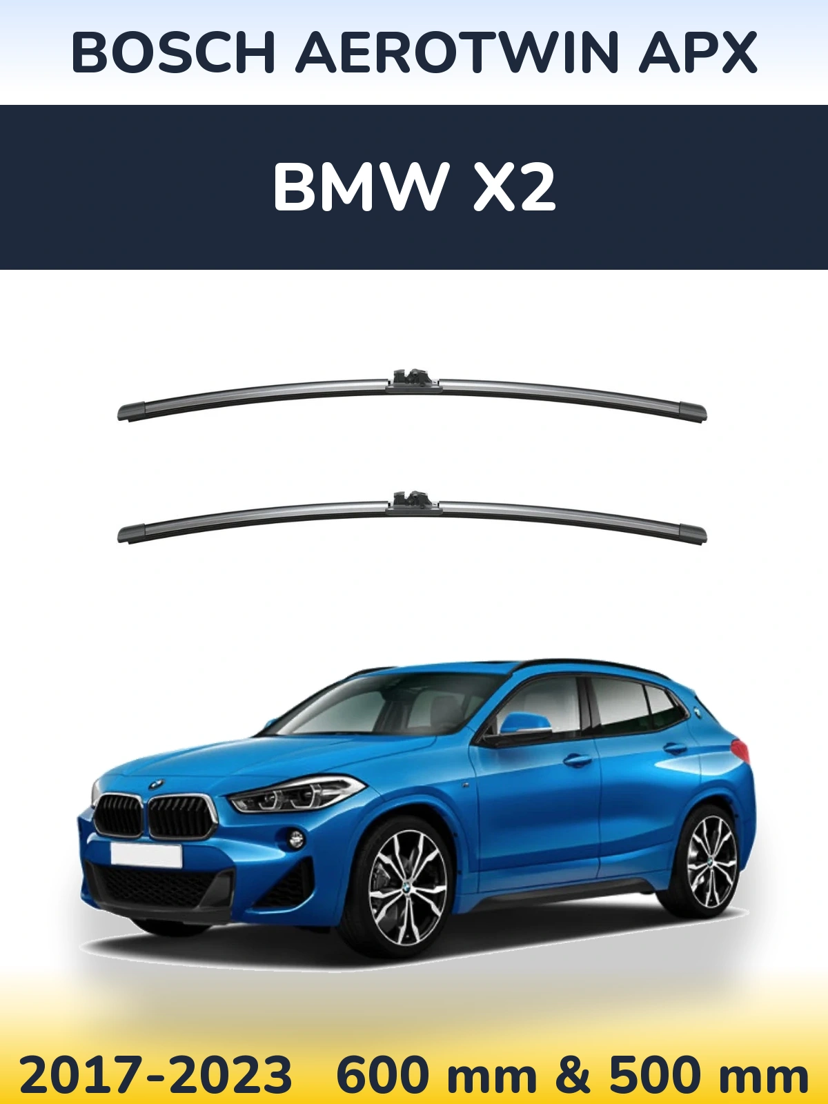 Komplet przednich wycieraczek BOSCH AeroTwin APX 600 & 500 mm do BMW X2 2017-2023