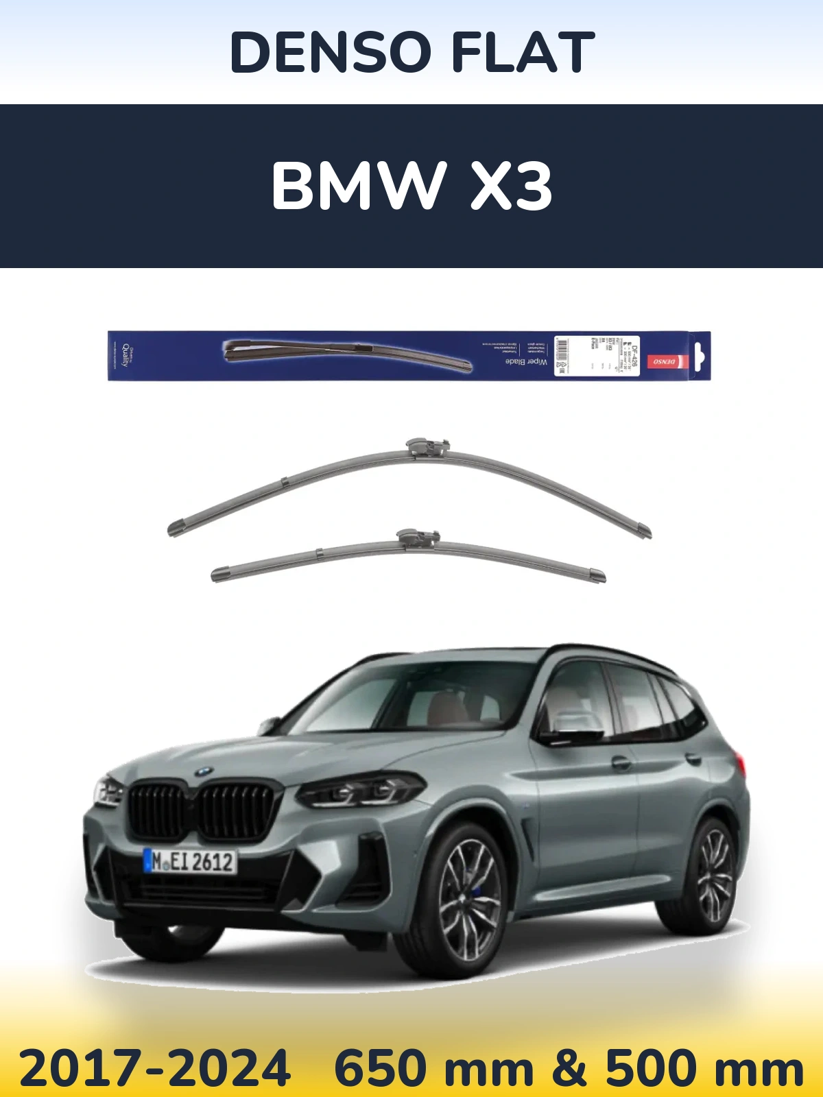 Komplet przednich wycieraczek Denso Flat 650 & 500 mm do BMW X3 2017-2024