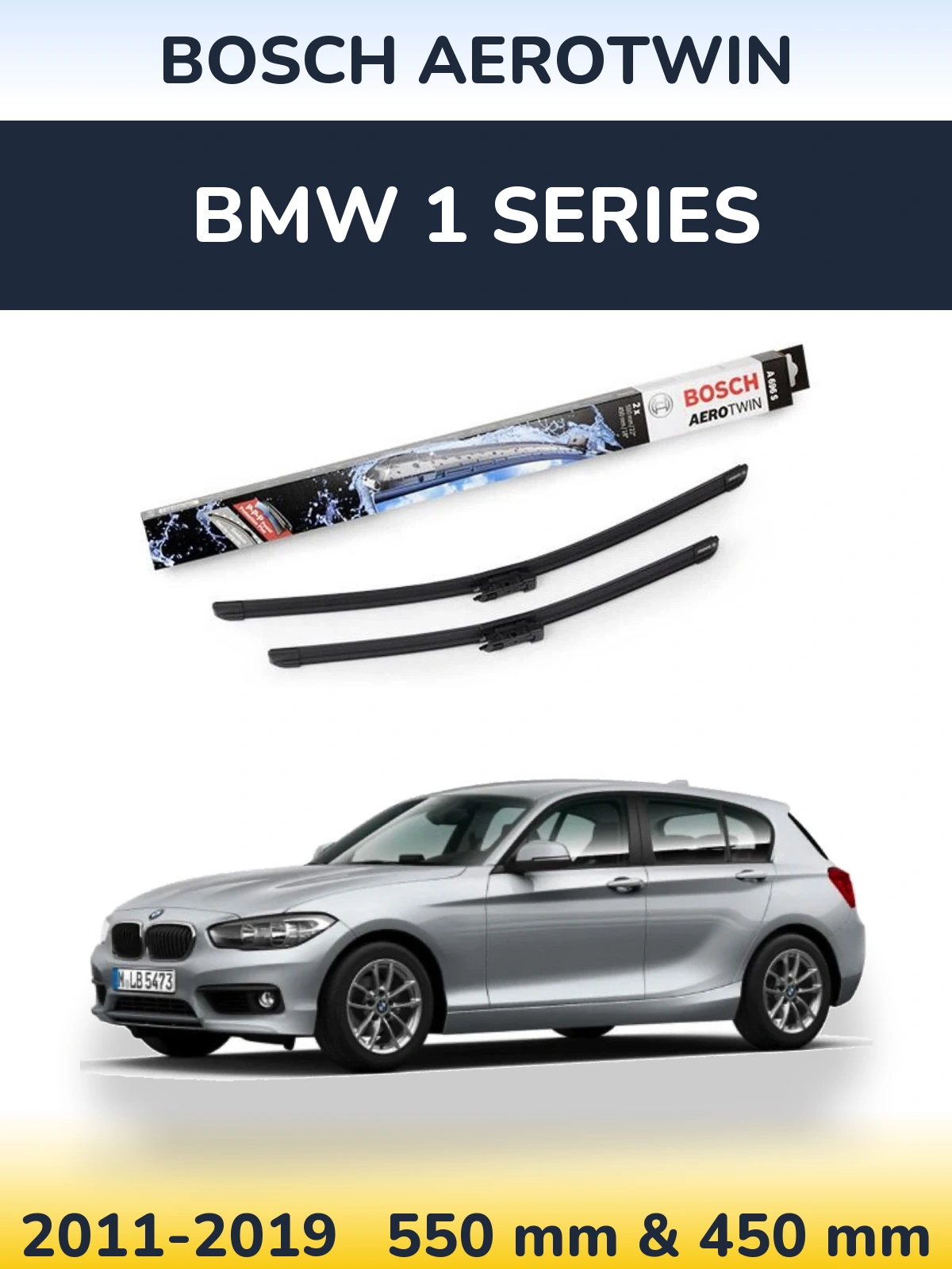 Komplet przednich wycieraczek BOSCH AeroTwin 550 & 450 mm do BMW Seria 1 2011-2019