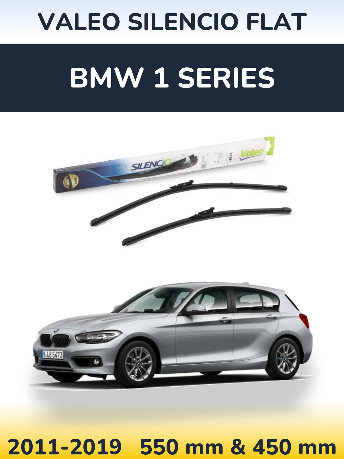Комплект передніх щіток Valeo Silencio Flat 550 & 450 мм для BMW 1 Series 2011-2019