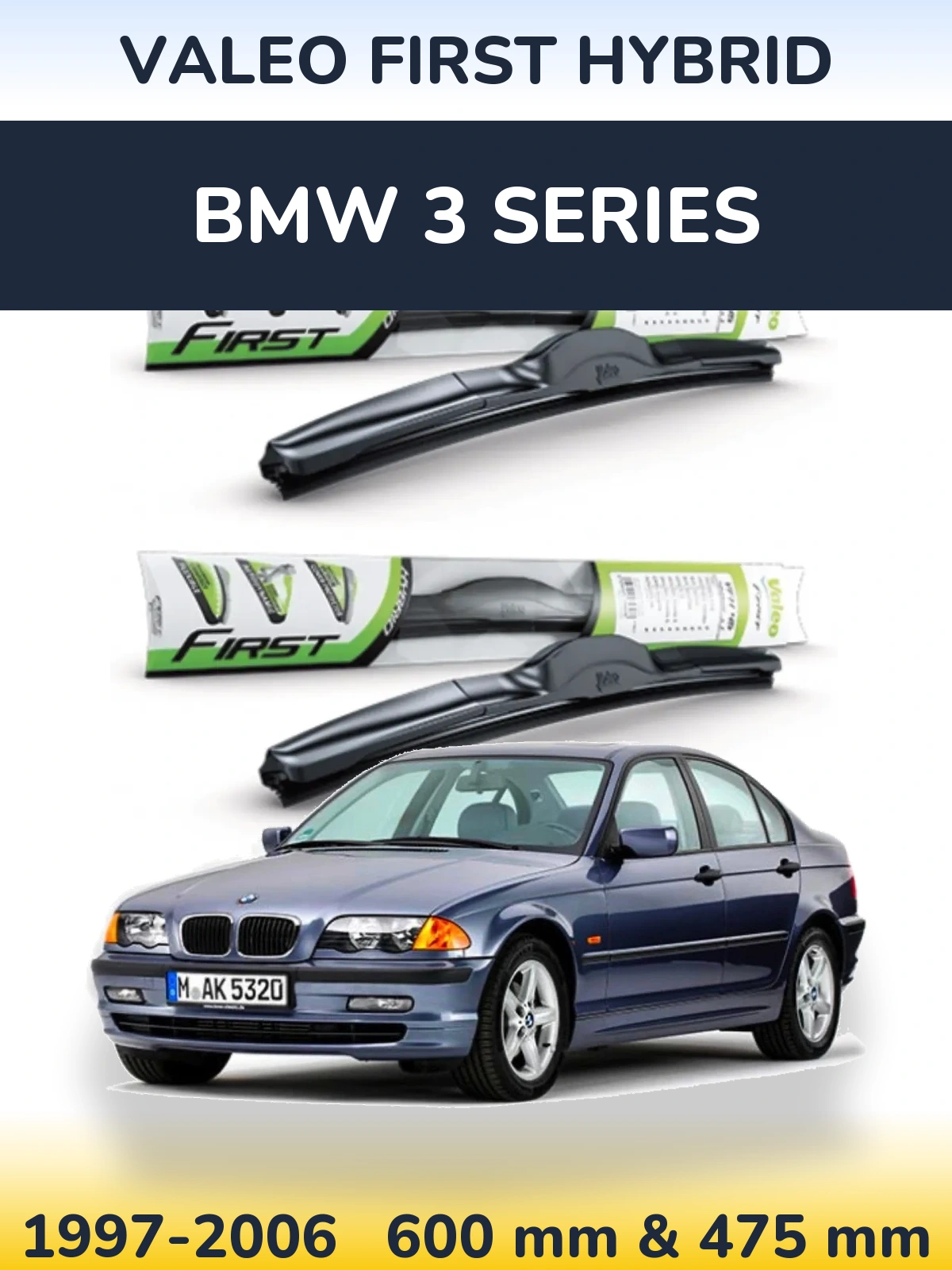 Komplet przednich wycieraczek Valeo First Hybrid 600 & 475 mm do BMW Seria 3 1997-2006
