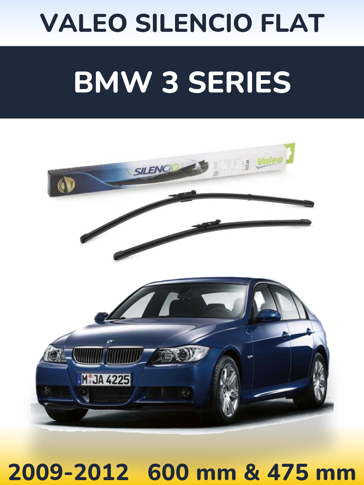 Комплект передних дворников Valeo Silencio Flat 600 & 475 мм для BMW 3 Series 2009-2012