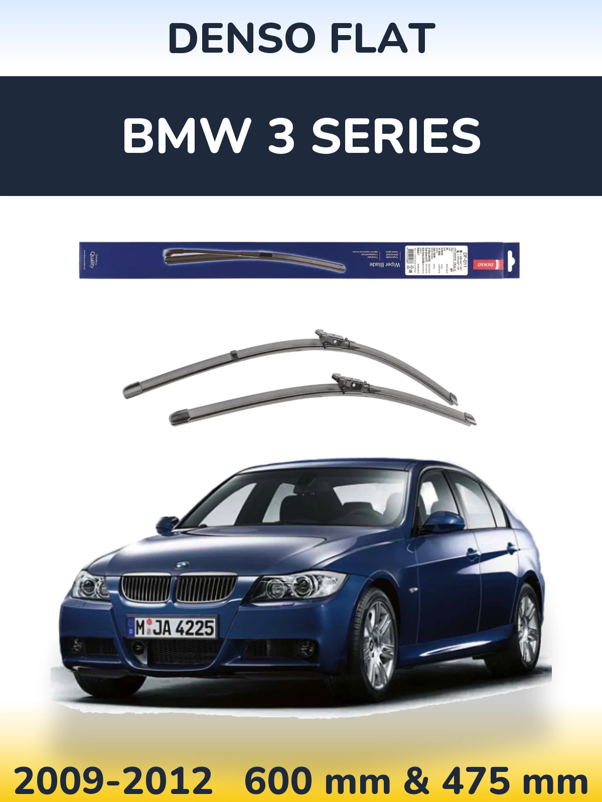 Комплект передних дворников Denso Flat 600 & 475 мм для BMW 3 Series 2009-2012