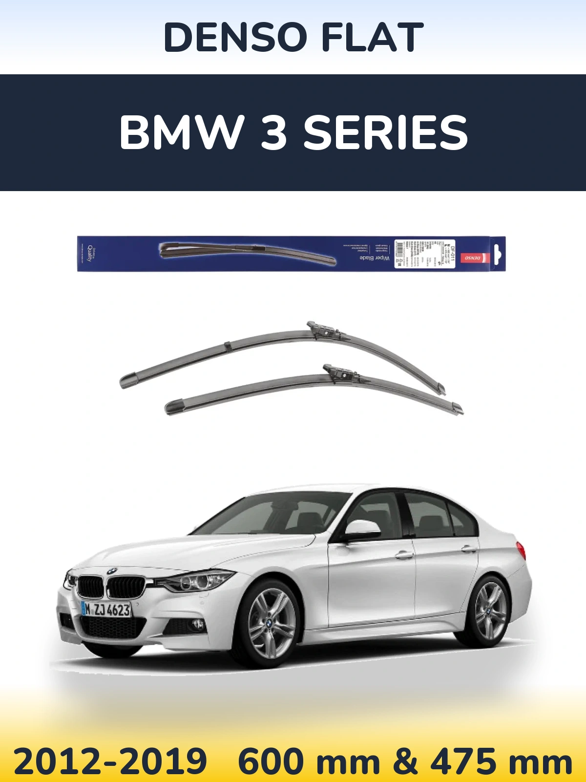 Комплект передних дворников Denso Flat 600 & 475 мм для BMW 3 Series 2012-2019