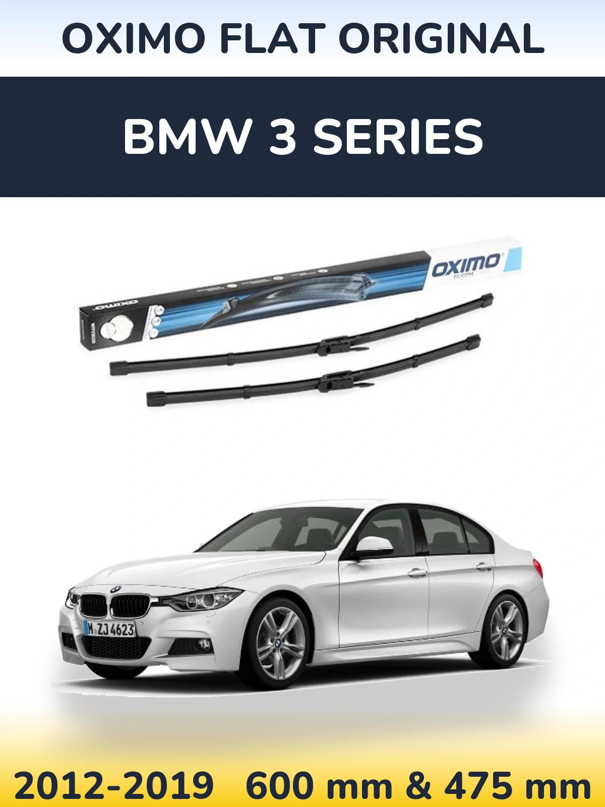 Front wiper blade set Oximo Flat Original 600 & 475 mm for BMW 3 Series 2012-2019