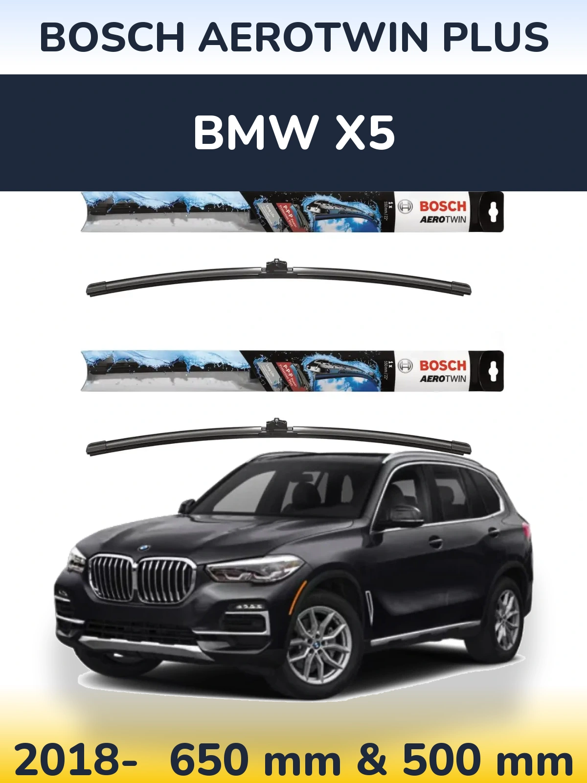 Комплект передних дворников BOSCH AeroTwin Plus 650 & 500 мм для BMW X5 2018-2026
