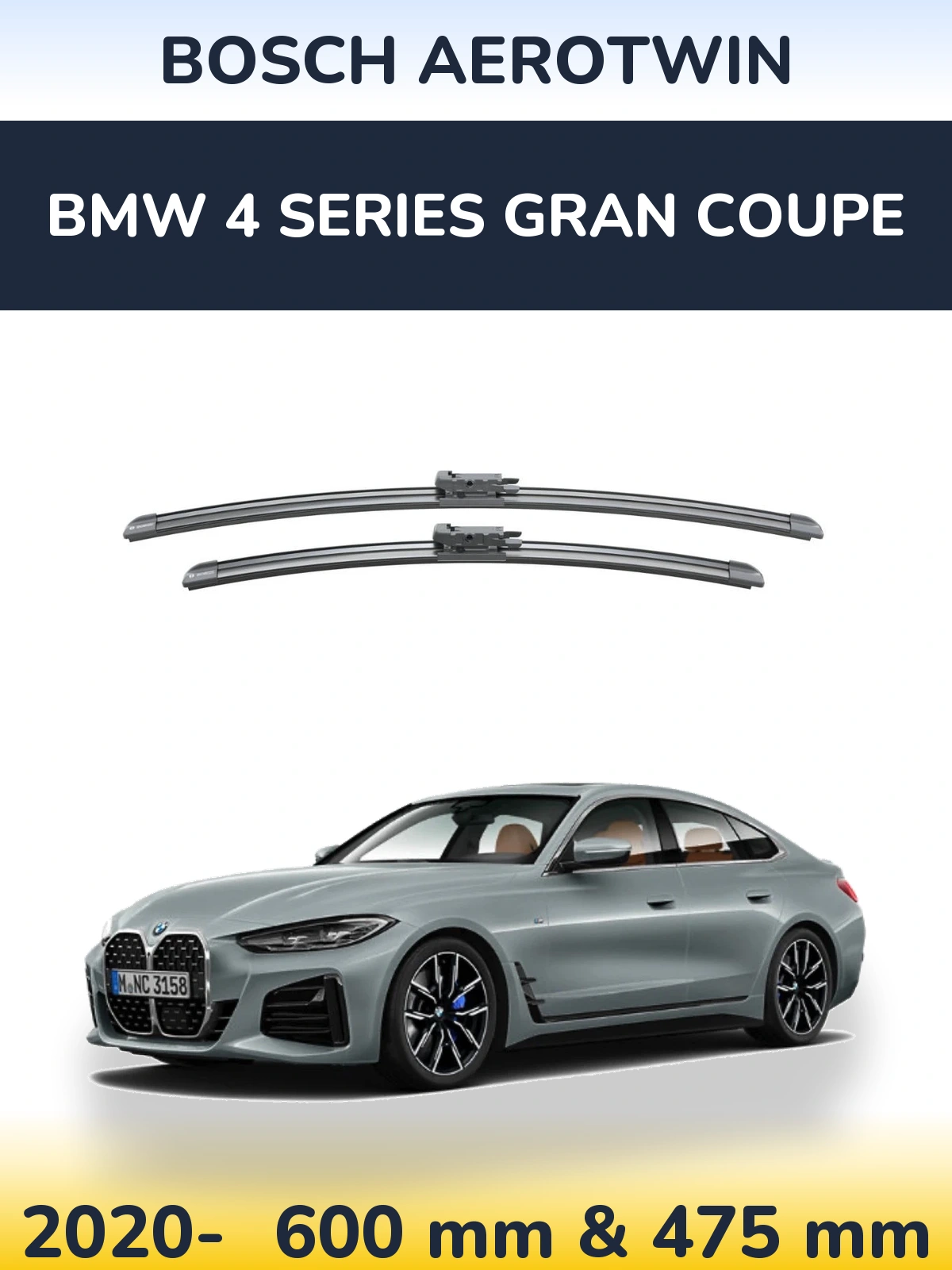 Komplet przednich wycieraczek BOSCH AeroTwin 600 & 475 mm do BMW Seria 4 Gran Coupe 2020-2026