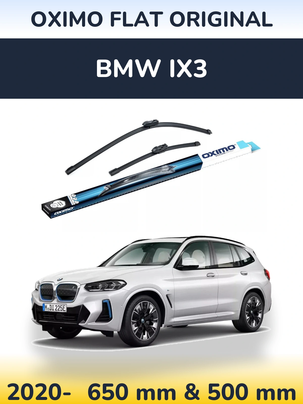Komplet przednich wycieraczek Oximo Flat Original 650 & 500 mm do BMW iX3 2020-2026