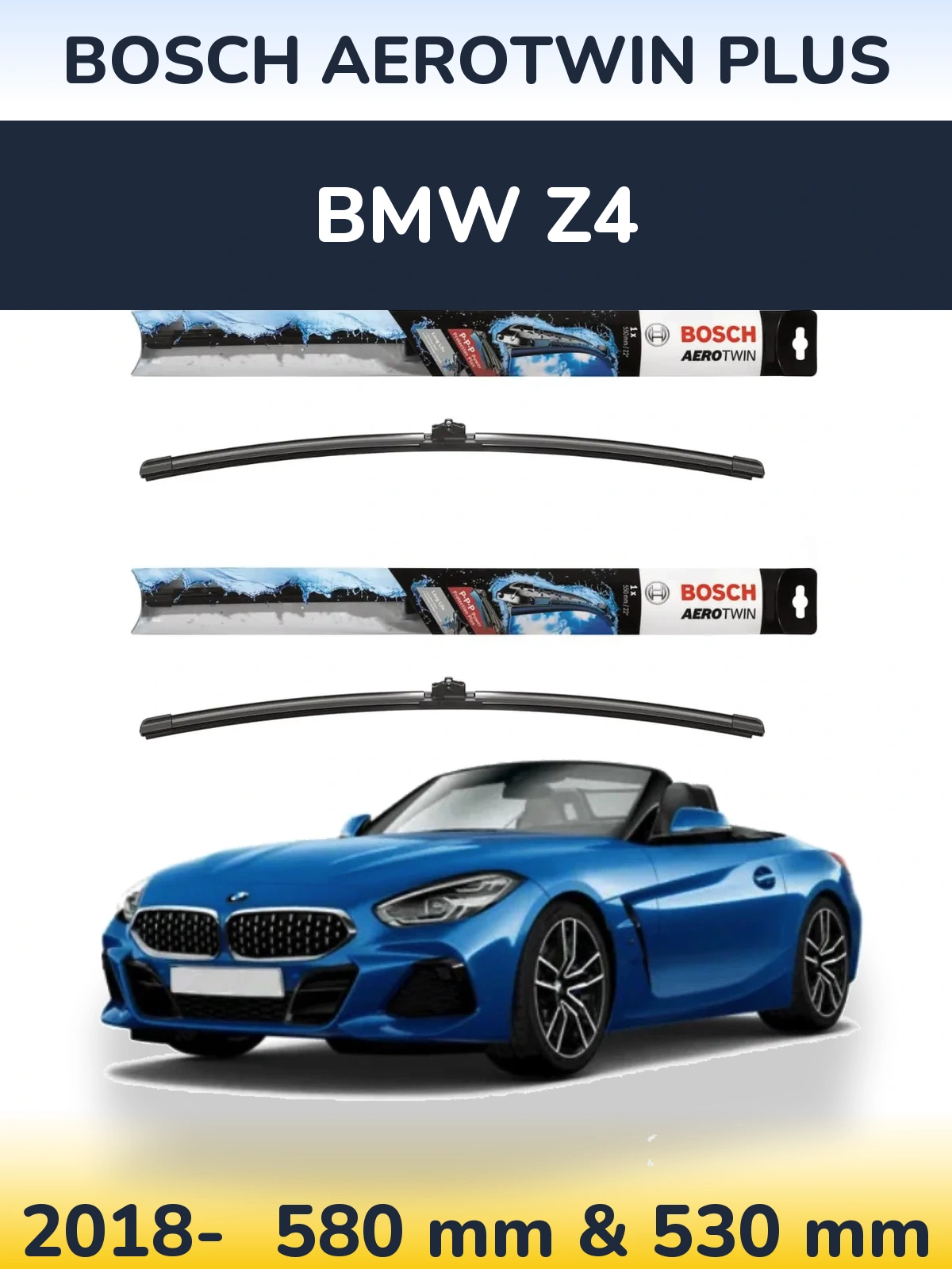 Komplet przednich wycieraczek BOSCH AeroTwin Plus 580 & 530 mm do BMW Z4 2018-2026