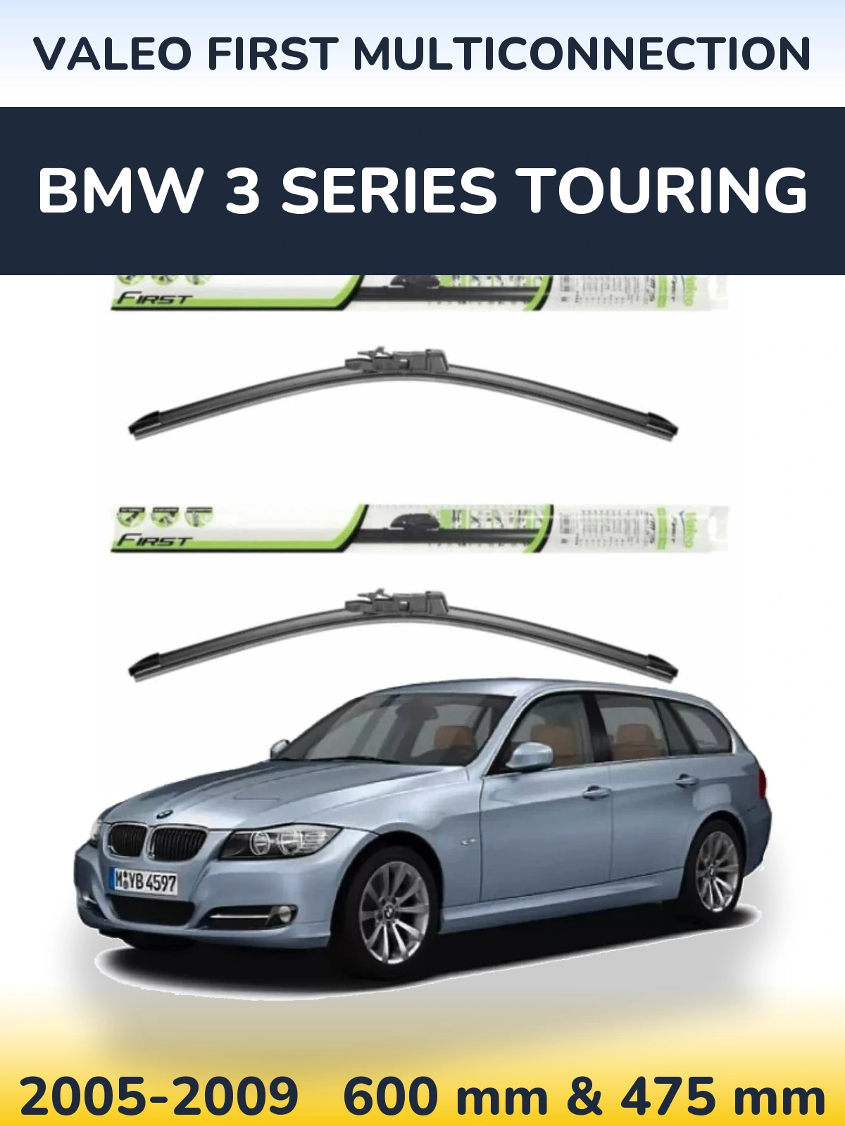 Комплект передних дворников Valeo First MultiConnection 600 & 475 мм для BMW 3 Series Touring 2005-2009