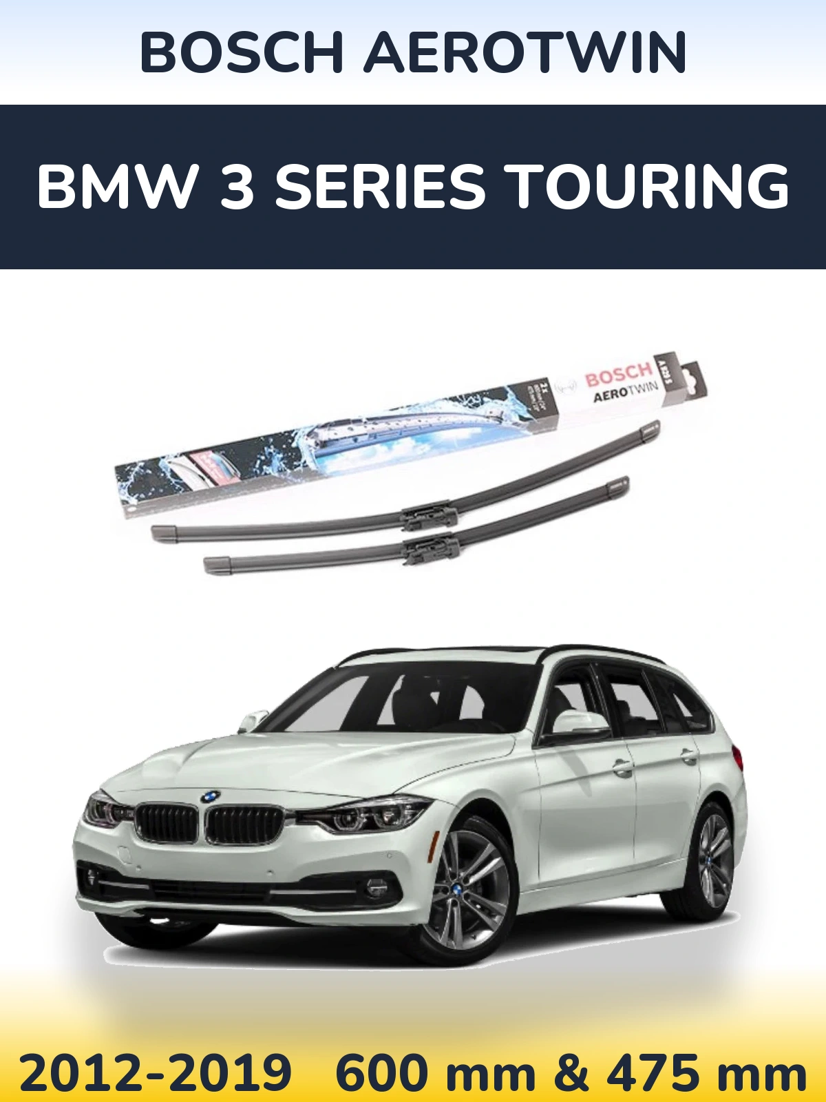 Komplet przednich wycieraczek BOSCH AeroTwin 600 & 475 mm do BMW Seria 3 Touring 2012-2019