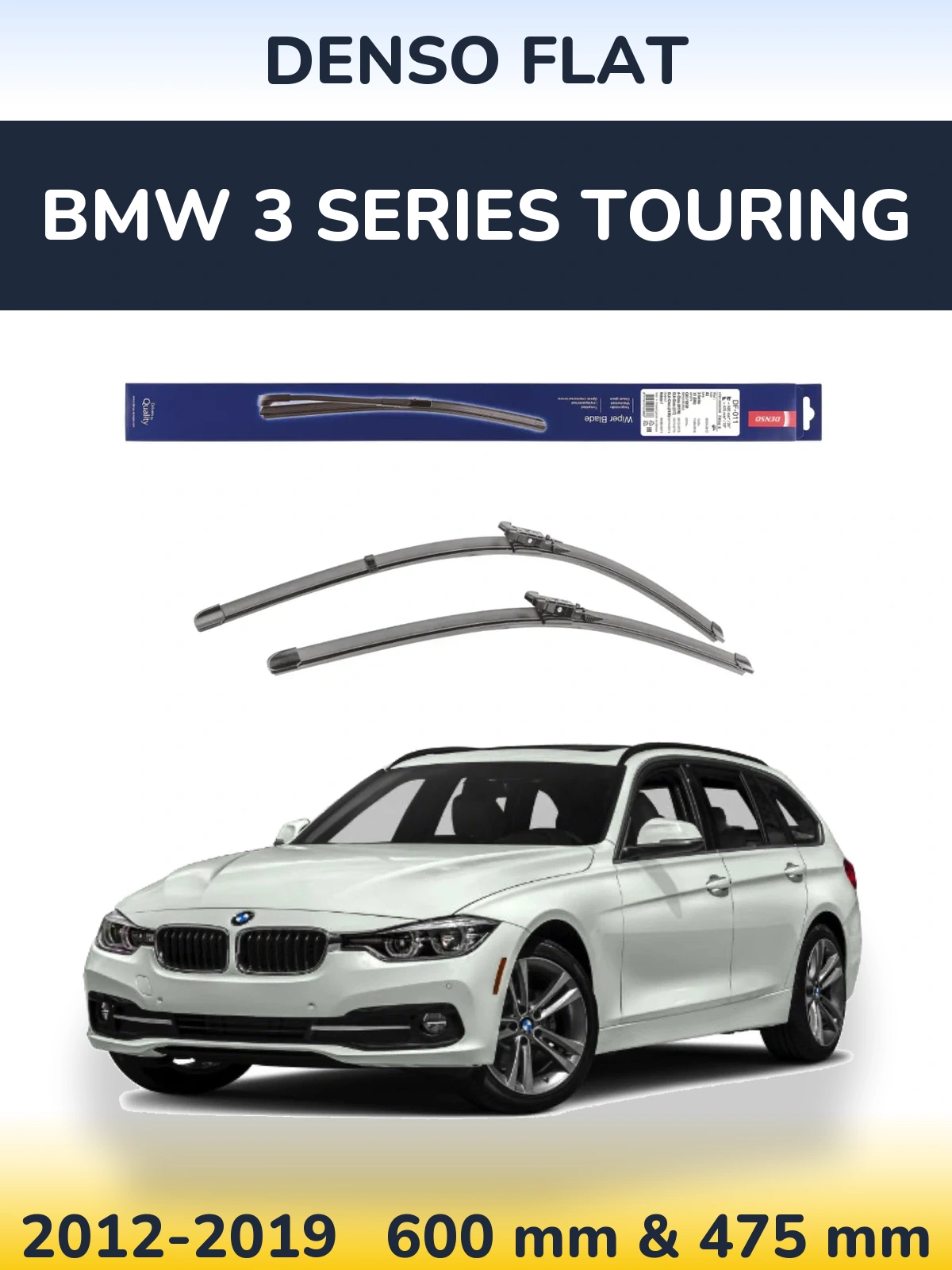 Komplet przednich wycieraczek Denso Flat 600 & 475 mm do BMW Seria 3 Touring 2012-2019