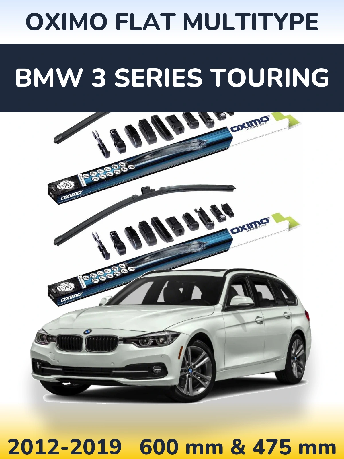 Komplet przednich wycieraczek Oximo Flat MultiType 600 & 475 mm do BMW Seria 3 Touring 2012-2019
