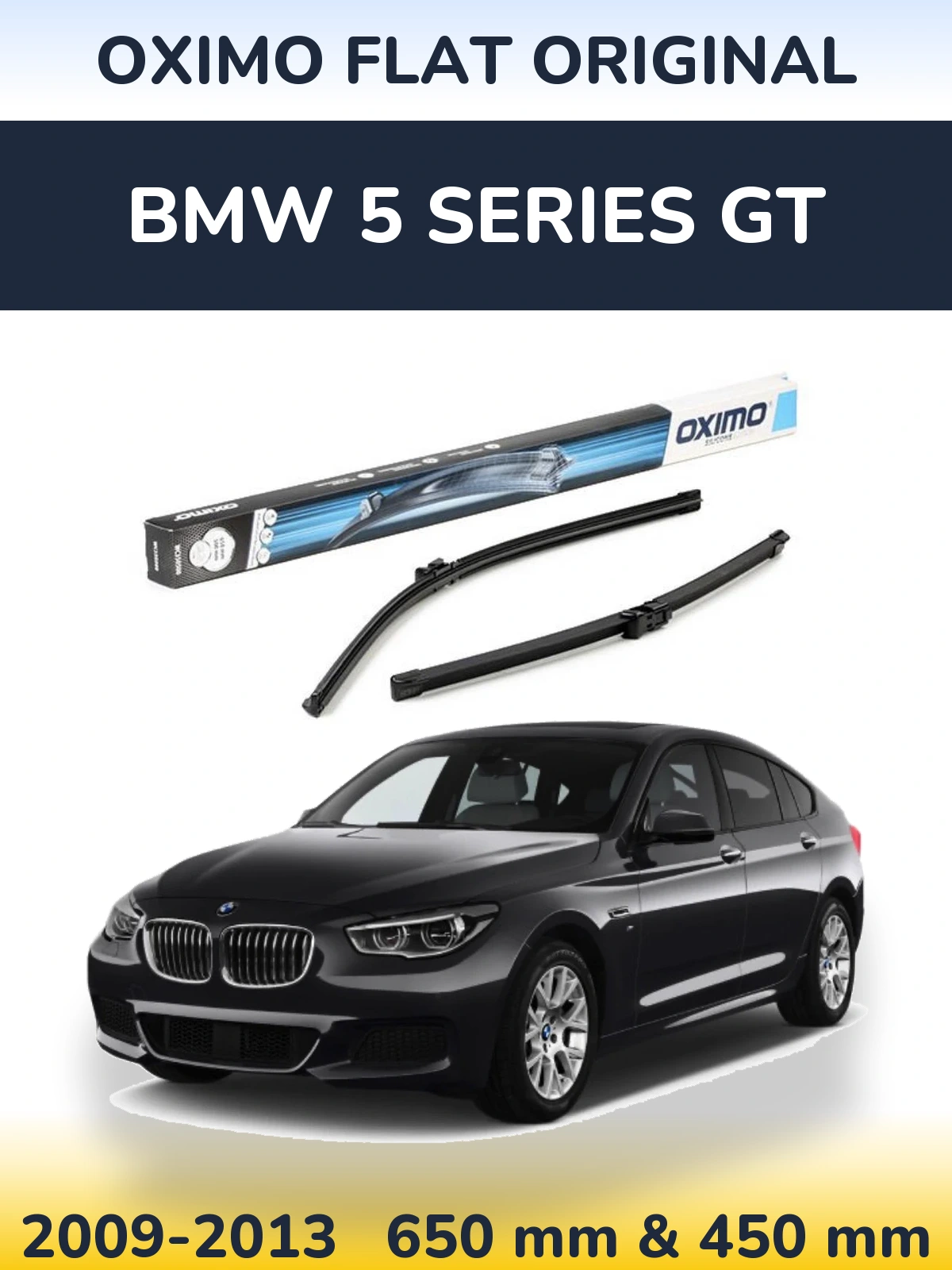 Front wiper blade set Oximo Flat Original 650 & 450 mm for BMW 5 Series GT 2009-2013
