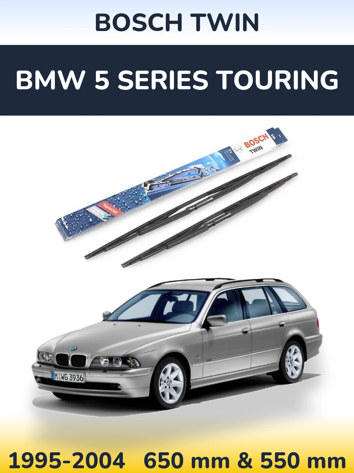 Комплект передніх щіток BOSCH Twin 650 & 550 мм для BMW 5 Series Touring 1995-2004